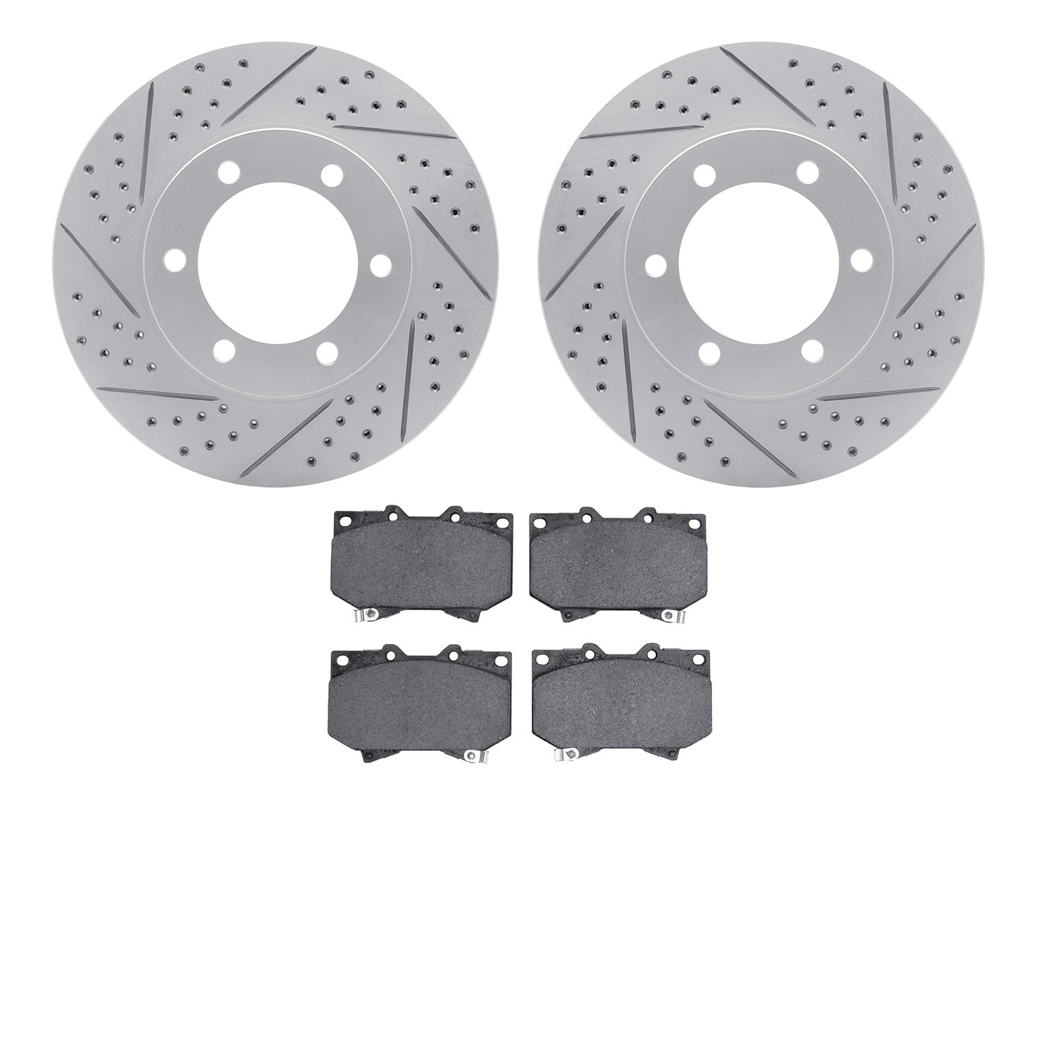 2202-76001 Geoperformance Drilled/Slotted Rotors w/Heavy-Duty Pads Kit, 2000-2002 Lexus/Toyota/Scion, Position: Front