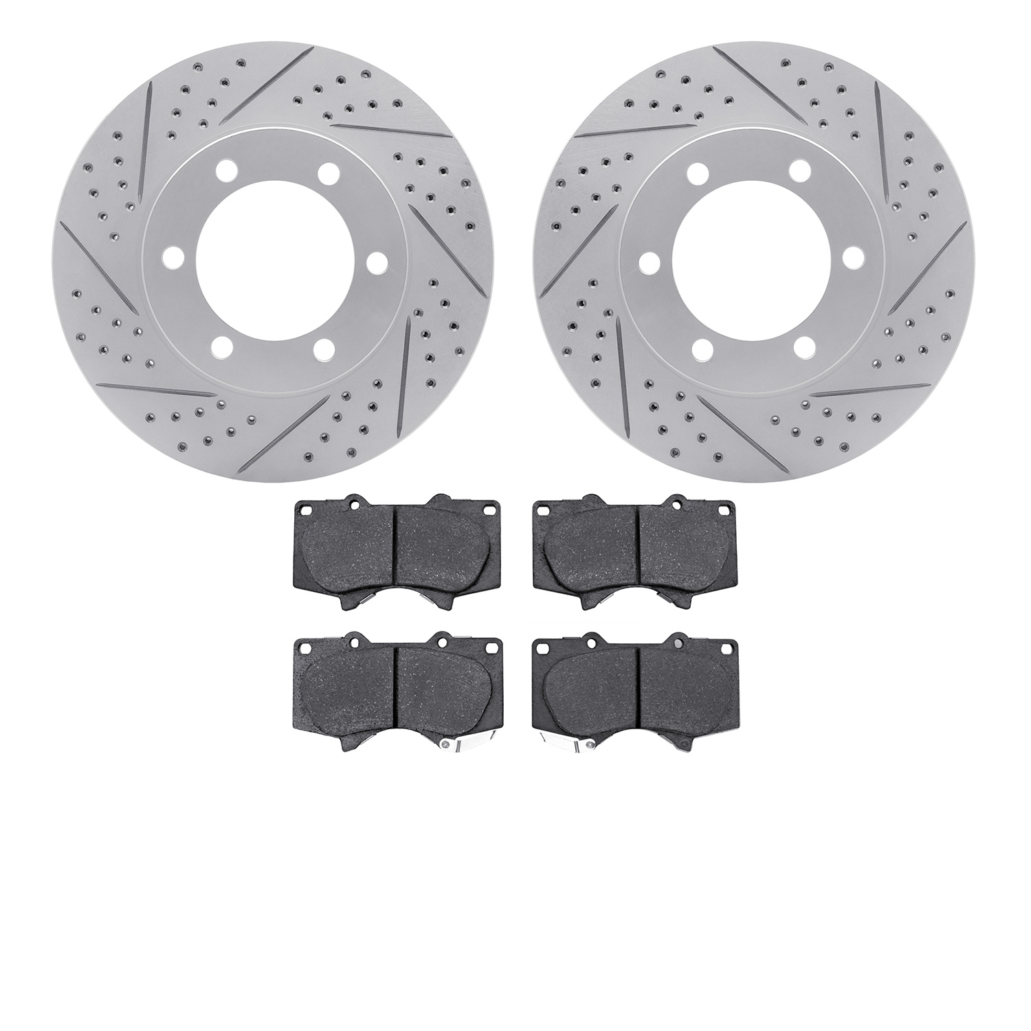 2202-76002 Geoperformance Drilled/Slotted Rotors w/Heavy-Duty Pads Kit, 2000-2007 Lexus/Toyota/Scion, Position: Front