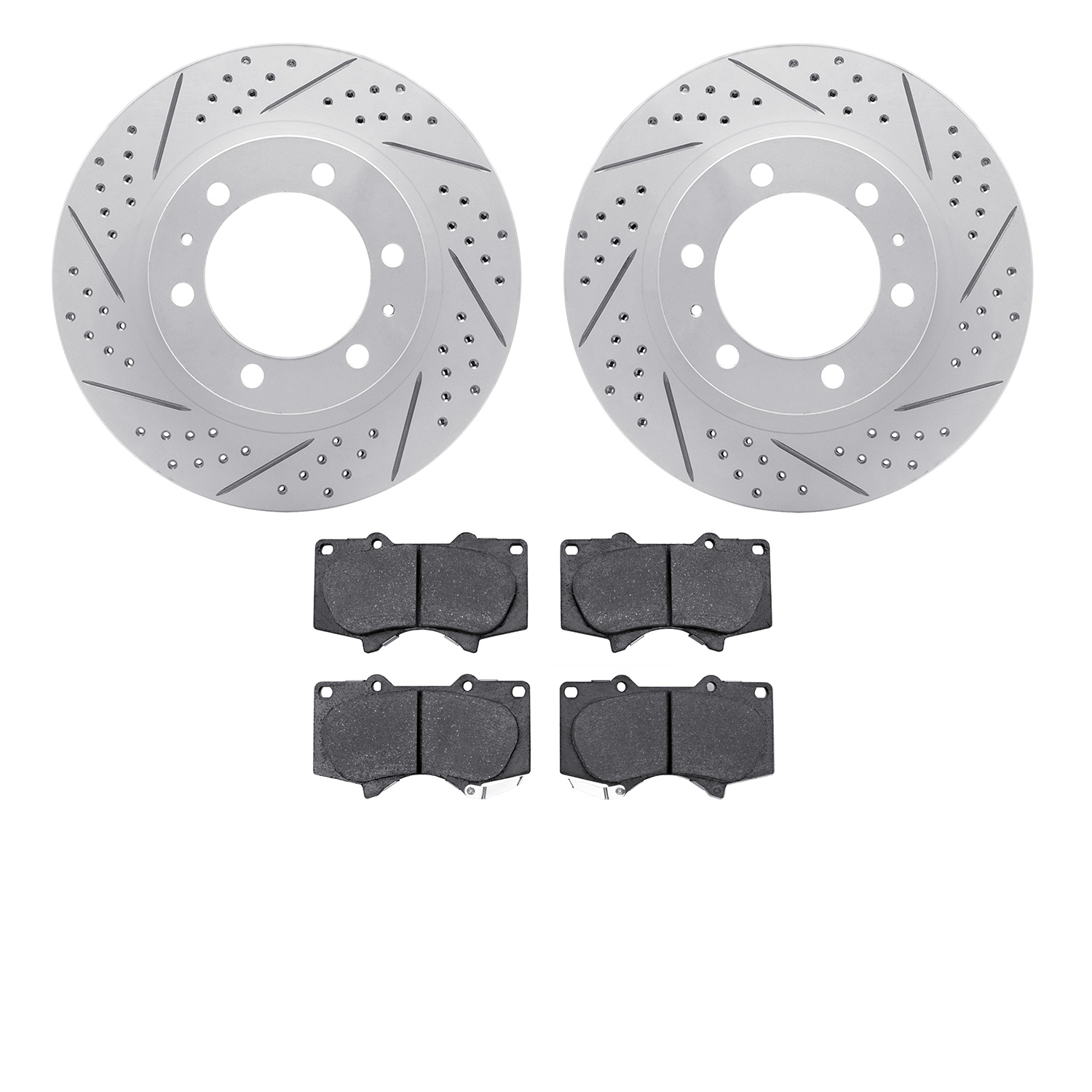 2202-76004 Geoperformance Drilled/Slotted Rotors w/Heavy-Duty Pads Kit, Fits Select Lexus/Toyota/Scion, Position: Front