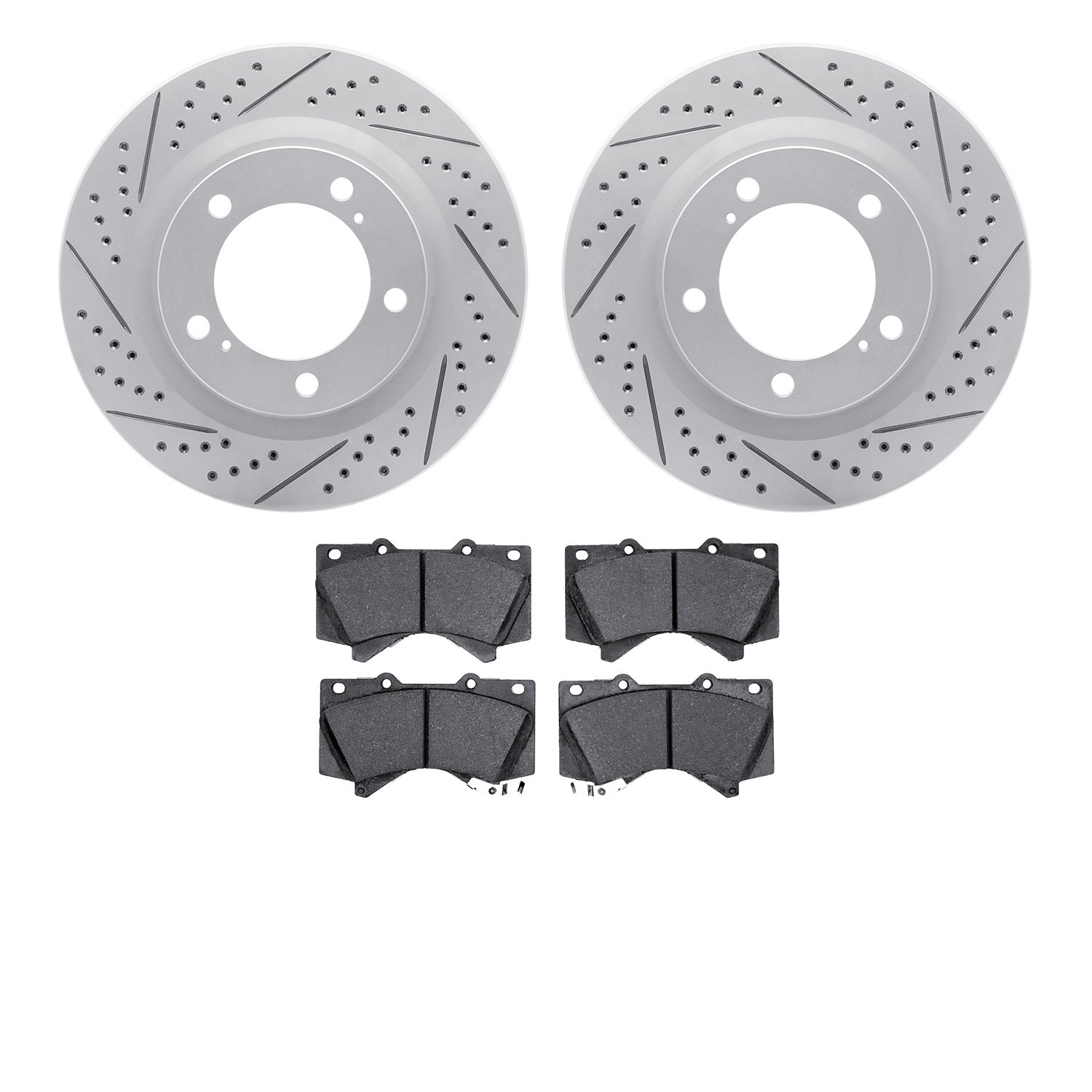 2202-76005 Geoperformance Drilled/Slotted Rotors w/Heavy-Duty Pads Kit, Fits Select Lexus/Toyota/Scion, Position: Front