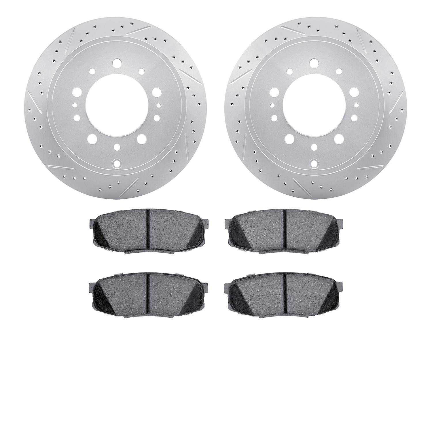 2202-76006 Geoperformance Drilled/Slotted Rotors w/Heavy-Duty Pads Kit, Fits Select Lexus/Toyota/Scion, Position: Rear