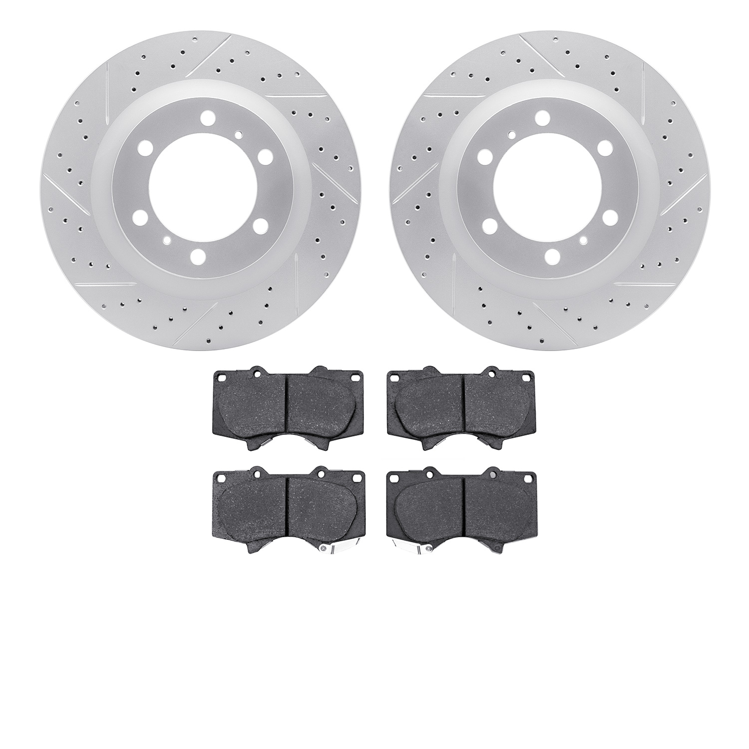 2202-76008 Geoperformance Drilled/Slotted Rotors w/Heavy-Duty Pads Kit, Fits Select Lexus/Toyota/Scion, Position: Front