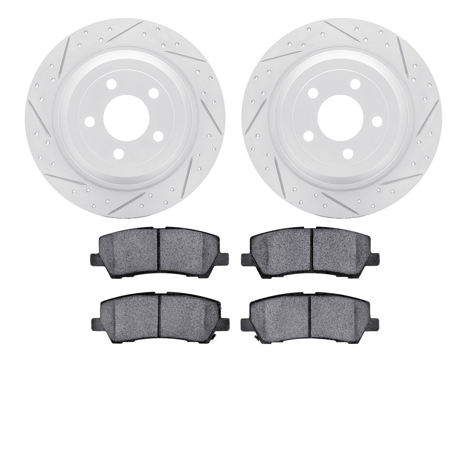 2202-99045 Geoperformance Drilled/Slotted Rotors w/Heavy-Duty Pads Kit, 2015-2021 Ford/Lincoln/Mercury/Mazda, Position: Rear