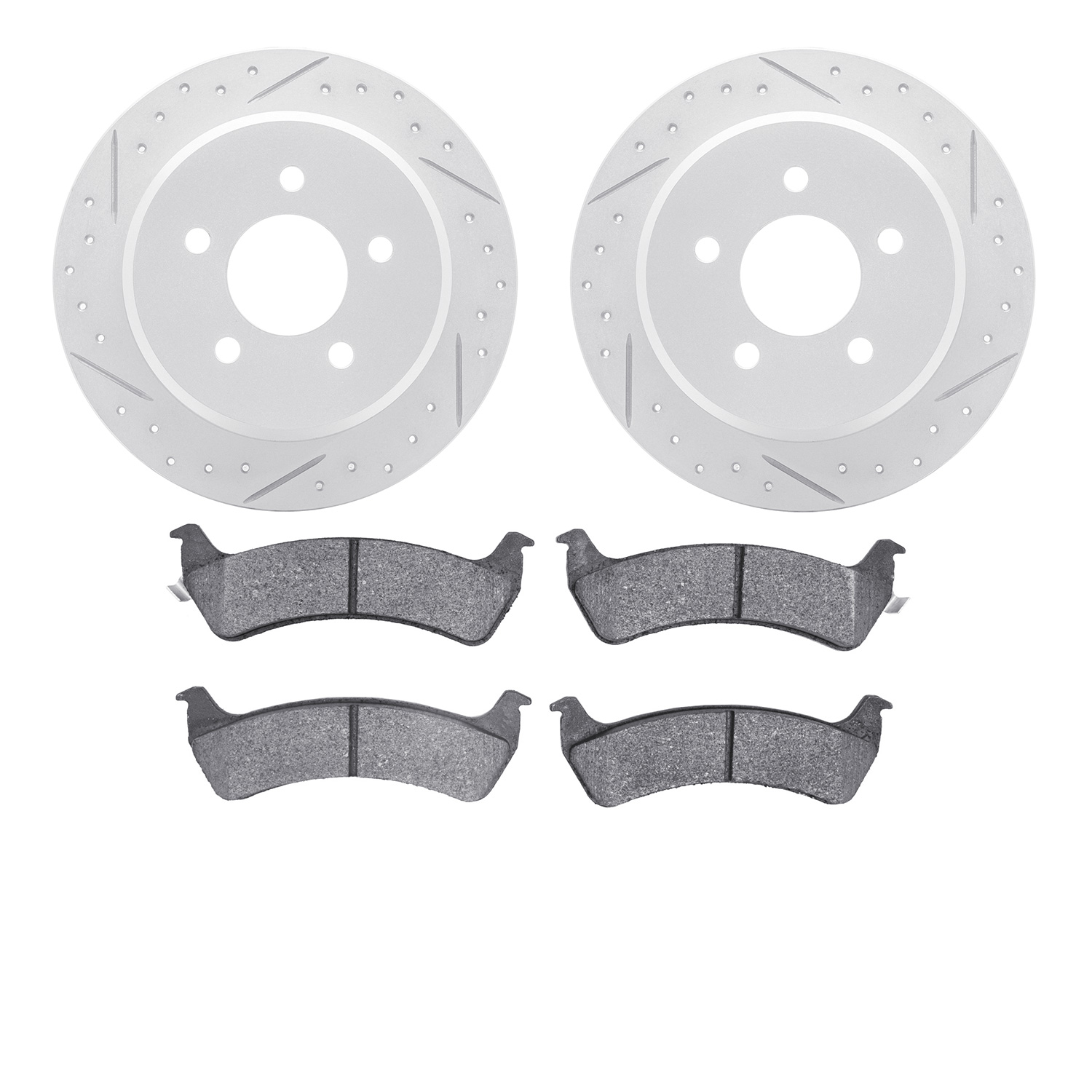 2202-99087 Geoperformance Drilled/Slotted Rotors w/Heavy-Duty Pads Kit, 2001-2002 Ford/Lincoln/Mercury/Mazda, Position: Rear