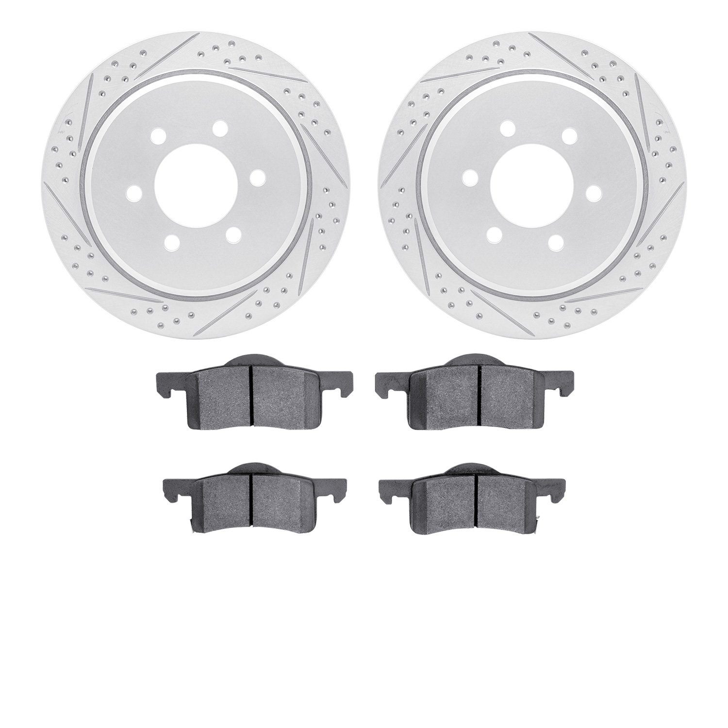 2202-99130 Geoperformance Drilled/Slotted Rotors w/Heavy-Duty Pads Kit, 2002-2006 Ford/Lincoln/Mercury/Mazda, Position: Rear