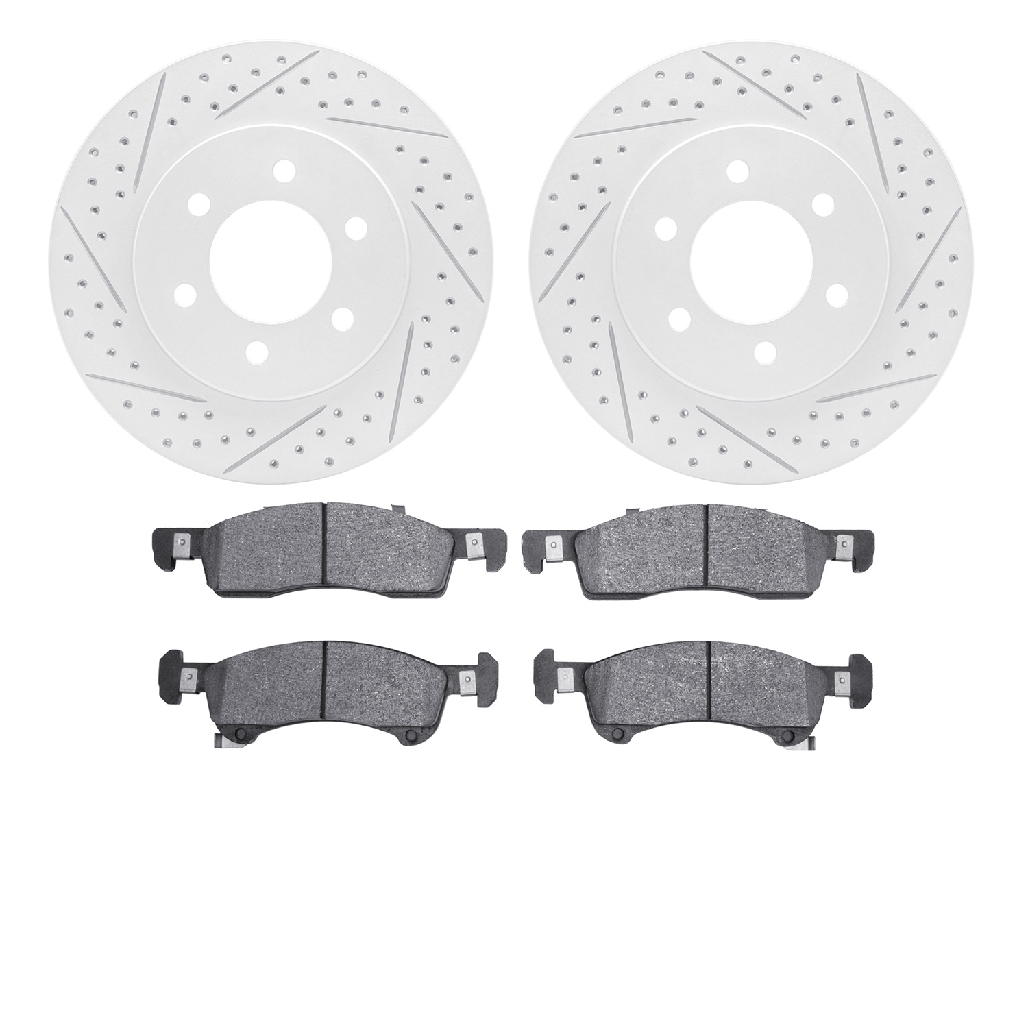 2202-99132 Geoperformance Drilled/Slotted Rotors w/Heavy-Duty Pads Kit, 2002-2006 Ford/Lincoln/Mercury/Mazda, Position: Front