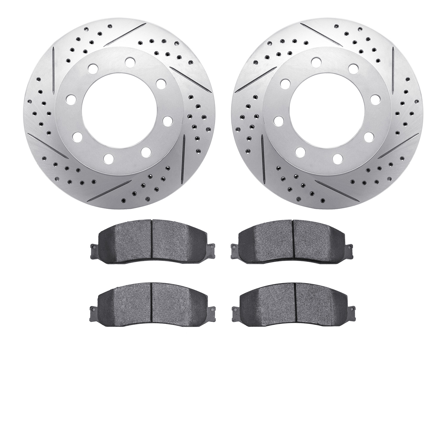 2202-99151 Geoperformance Drilled/Slotted Rotors w/Heavy-Duty Pads Kit, 2010-2012 Ford/Lincoln/Mercury/Mazda, Position: Front