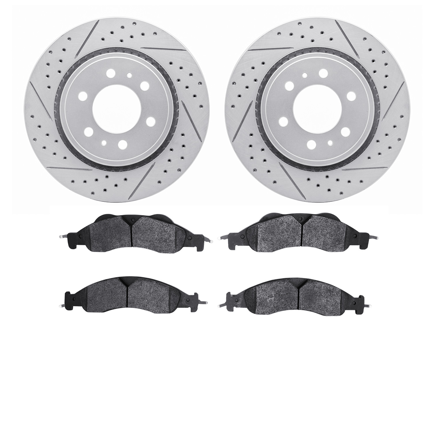 2202-99161 Geoperformance Drilled/Slotted Rotors w/Heavy-Duty Pads Kit, 2007-2009 Ford/Lincoln/Mercury/Mazda, Position: Front