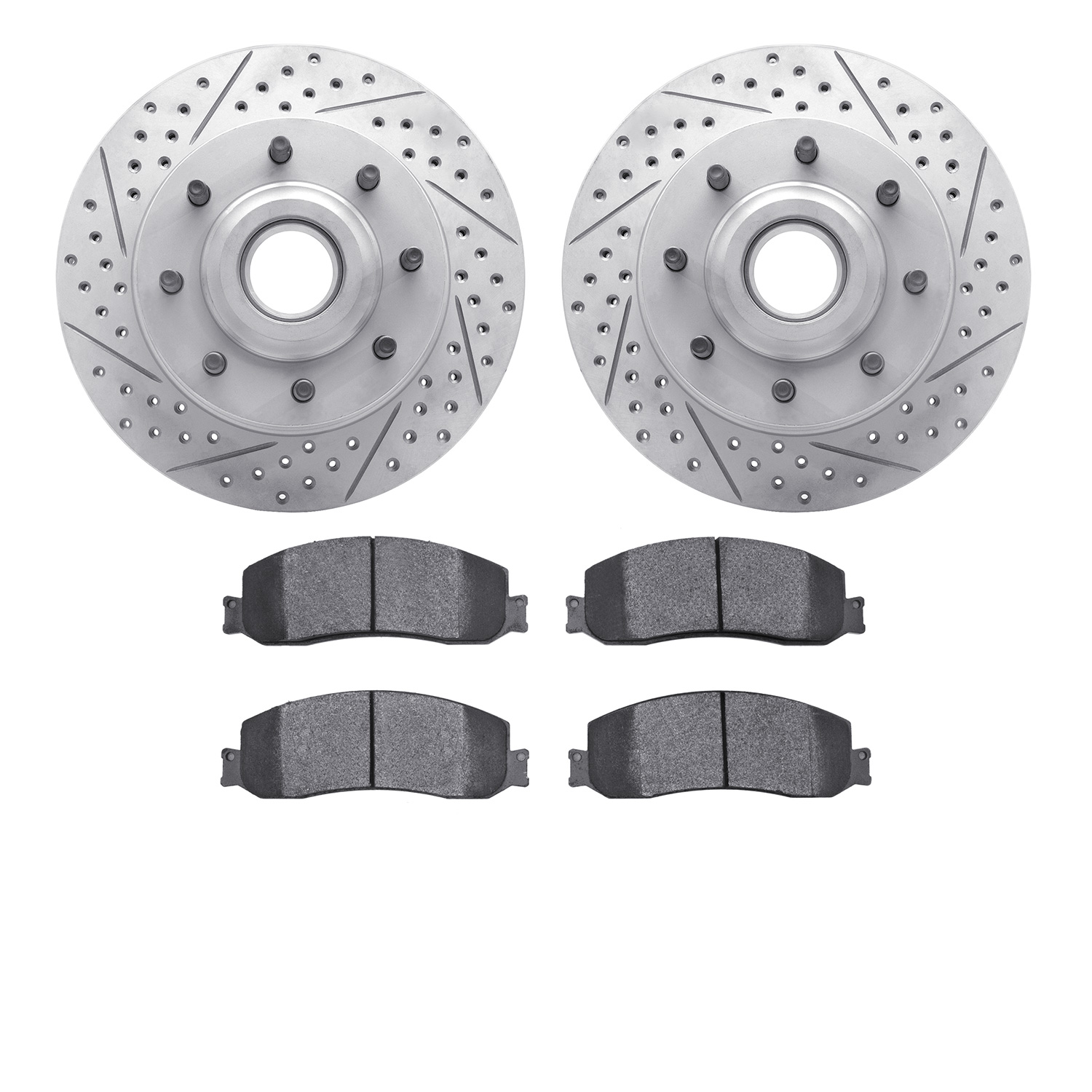 2202-99167 Geoperformance Drilled/Slotted Rotors w/Heavy-Duty Pads Kit, 2012-2012 Ford/Lincoln/Mercury/Mazda, Position: Front