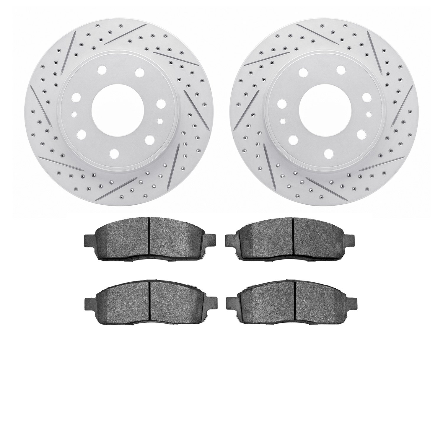 2202-99175 Geoperformance Drilled/Slotted Rotors w/Heavy-Duty Pads Kit, 2009-2009 Ford/Lincoln/Mercury/Mazda, Position: Front