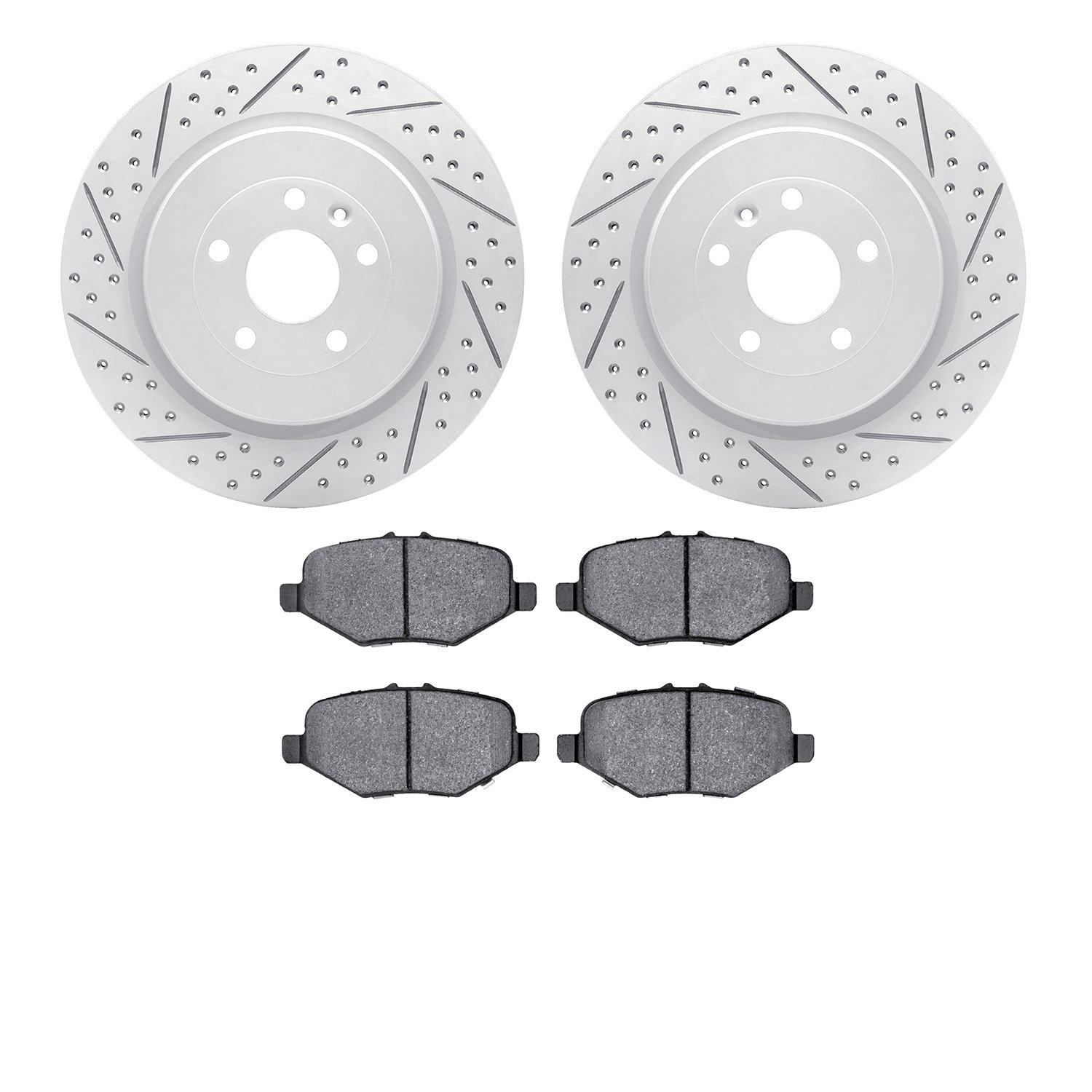 2202-99181 Geoperformance Drilled/Slotted Rotors w/Heavy-Duty Pads Kit, 2013-2019 Ford/Lincoln/Mercury/Mazda, Position: Rear