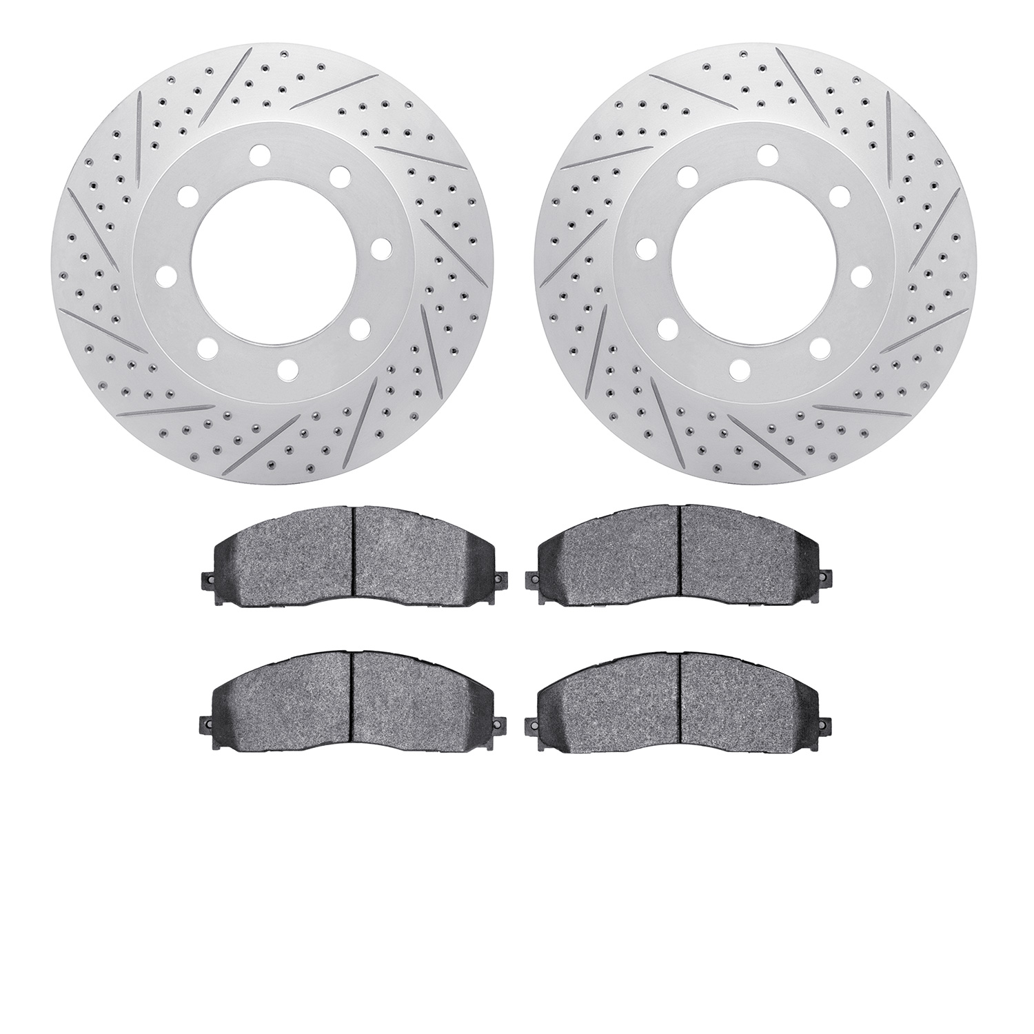 2202-99183 Geoperformance Drilled/Slotted Rotors w/Heavy-Duty Pads Kit, Fits Select Ford/Lincoln/Mercury/Mazda, Position: Front