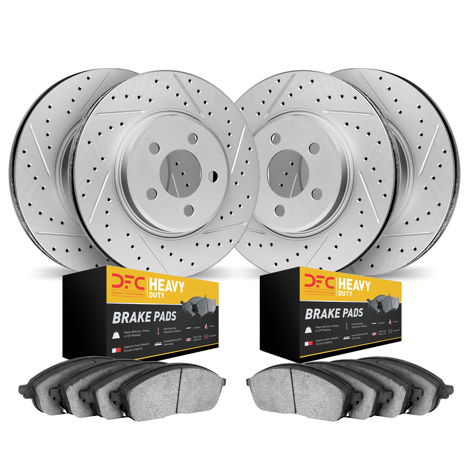 2204-39016 Geoperformance Drilled/Slotted Rotors w/Heavy-Duty Pads Kit, Fits Select Mopar, Position: Front and Rear