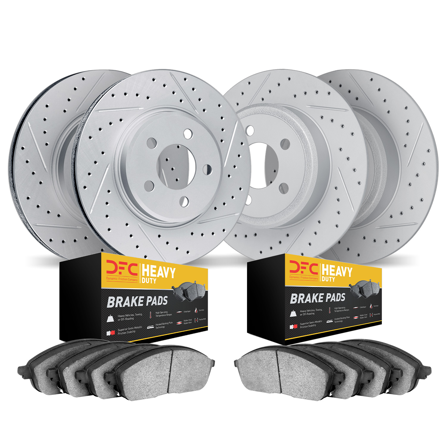 2204-40001 Geoperformance Drilled/Slotted Rotors w/Heavy-Duty Pads Kit, 2002-2006 Multiple Makes/Models, Position: Front and Rea