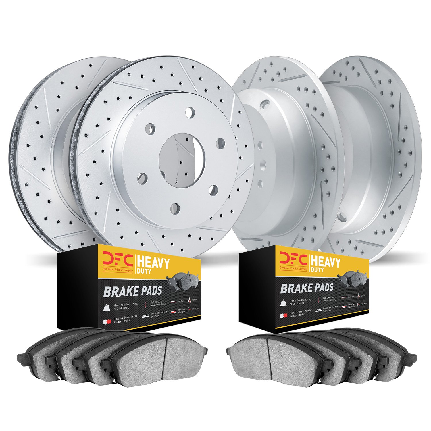 2204-40052 Geoperformance Drilled/Slotted Rotors w/Heavy-Duty Pads Kit, 2007-2017 Multiple Makes/Models, Position: Front and Rea