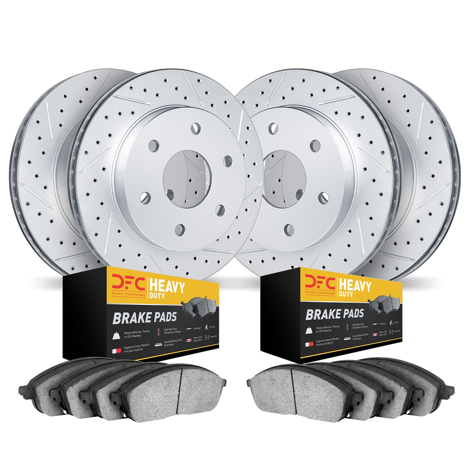 2204-40055 Geoperformance Drilled/Slotted Rotors w/Heavy-Duty Pads Kit, Fits Select Multiple Makes/Models, Position: Front and R