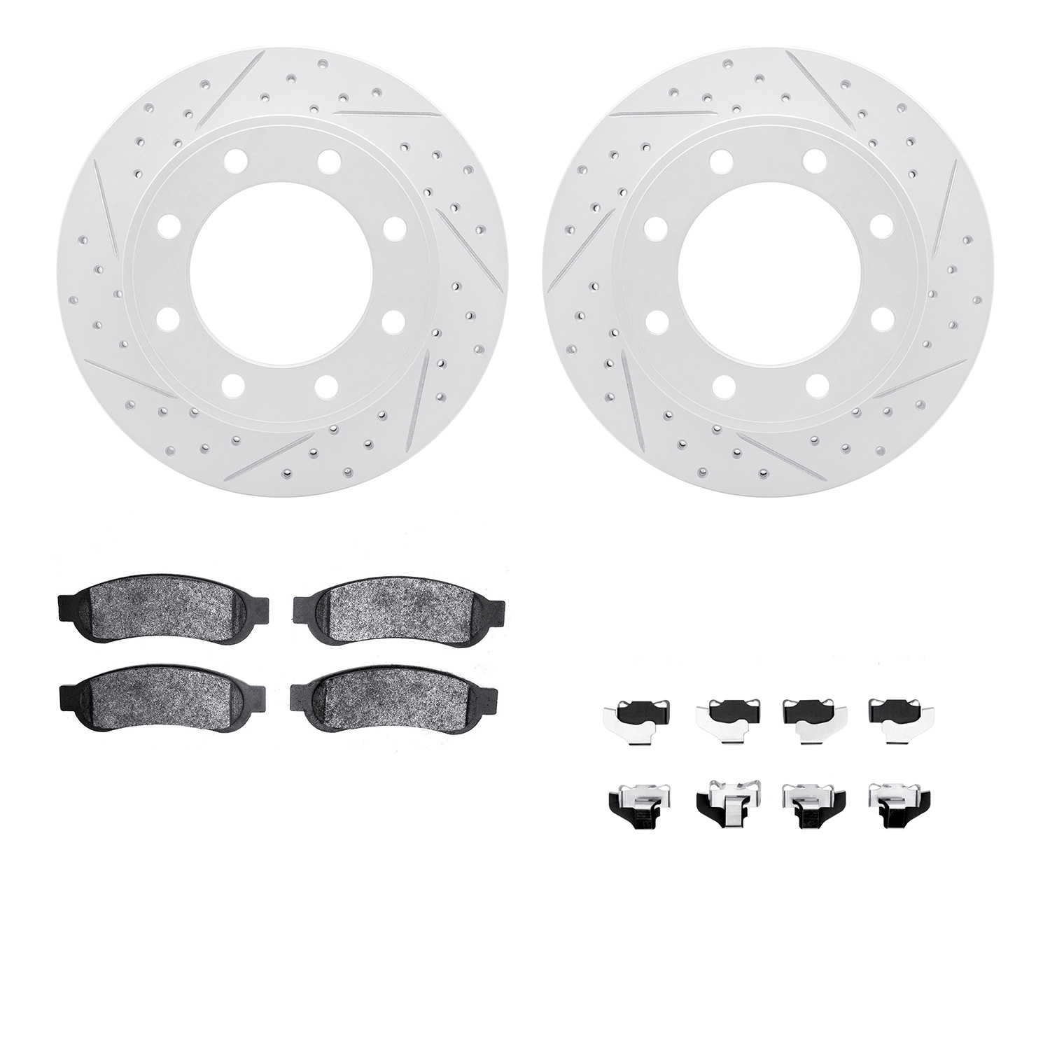 Geoperformance Drilled/Slotted Rotors w/Heavy-Duty Pads Kit &