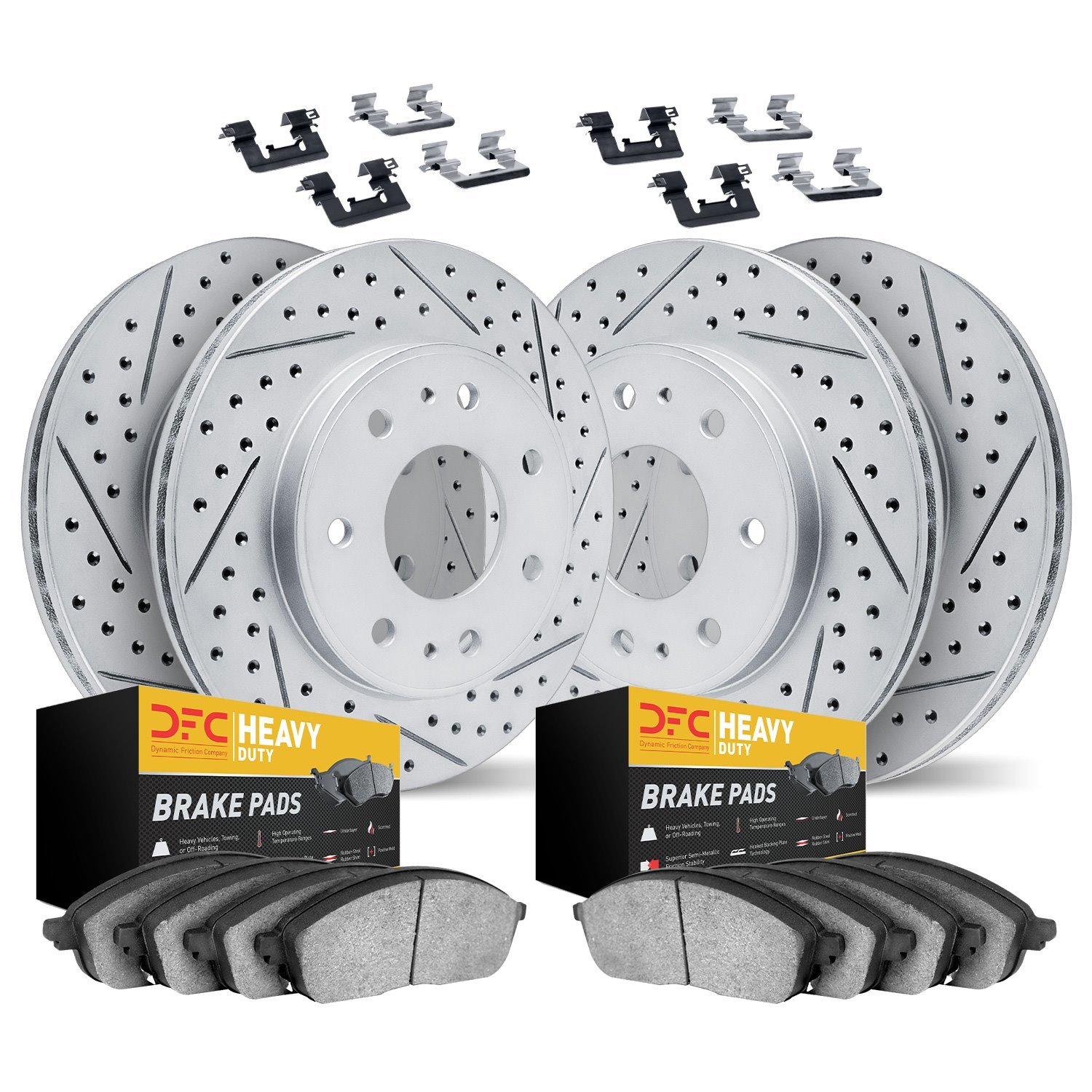 2214-54004 Geoperformance Drilled/Slotted Rotors w/Heavy-Duty Pads Kit & Hardware, 2012-2014 Ford/Lincoln/Mercury/Mazda, Positio