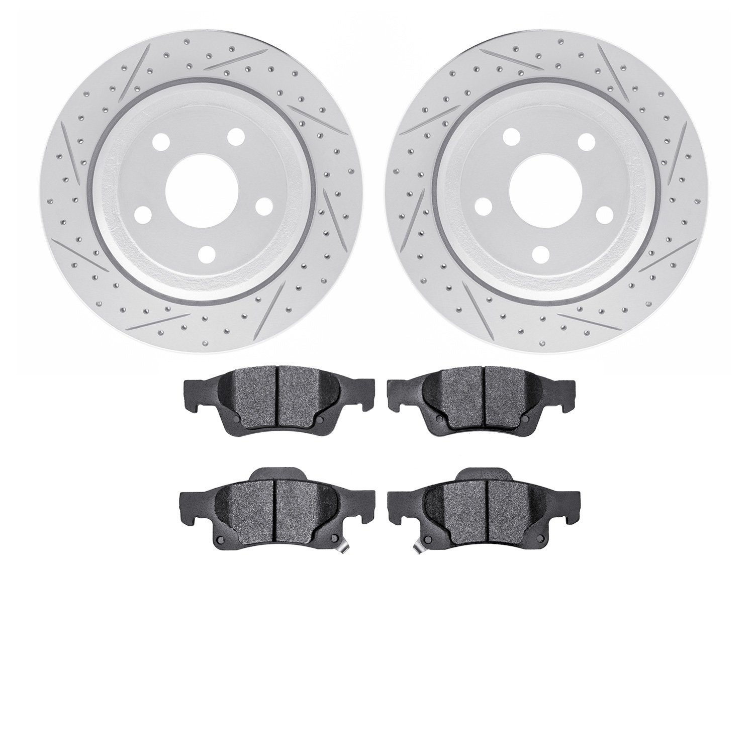 2402-42005 Geoperformance Drilled/Slotted Brake Rotors with Ultimate-Duty Brake Pads Kit, Fits Select Mopar, Position: Rear