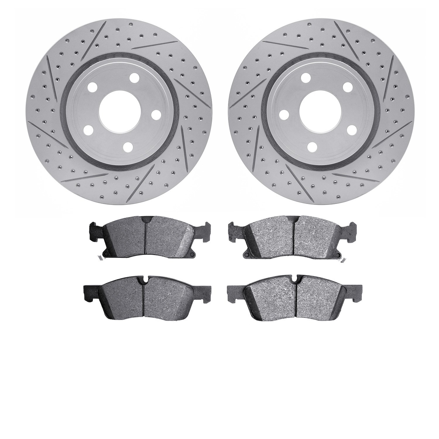 2402-42006 Geoperformance Drilled/Slotted Brake Rotors with Ultimate-Duty Brake Pads Kit, Fits Select Mopar, Position: Front