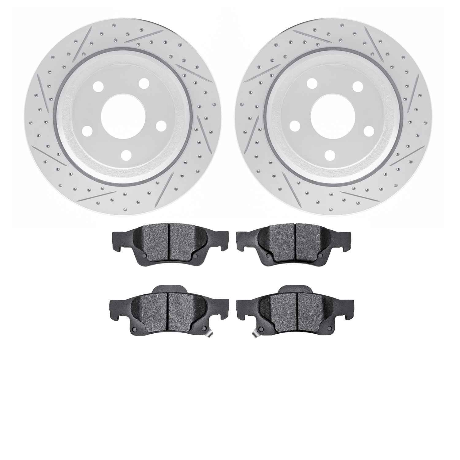 2402-42007 Geoperformance Drilled/Slotted Brake Rotors with Ultimate-Duty Brake Pads Kit, Fits Select Mopar, Position: Rear