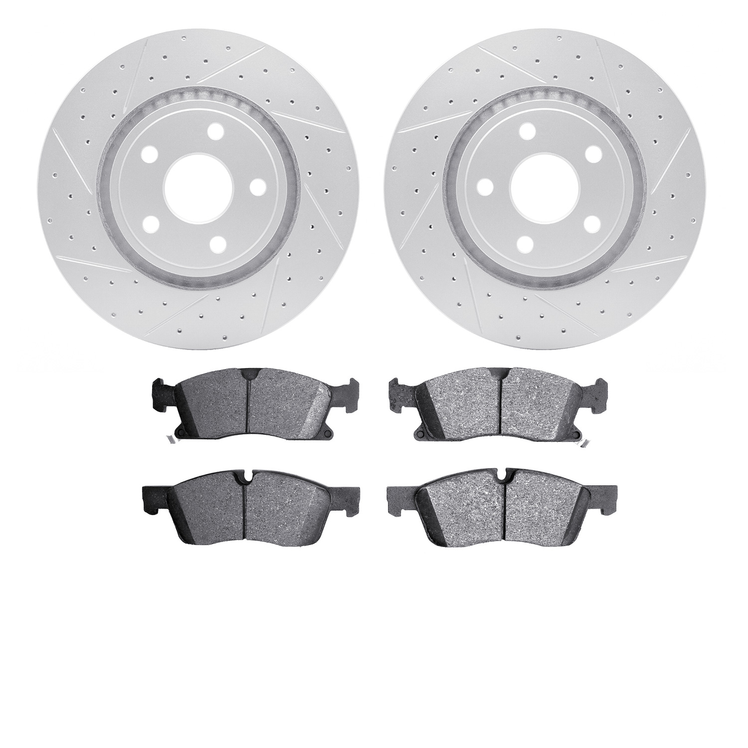 2402-42008 Geoperformance Drilled/Slotted Brake Rotors with Ultimate-Duty Brake Pads Kit, Fits Select Mopar, Position: Front