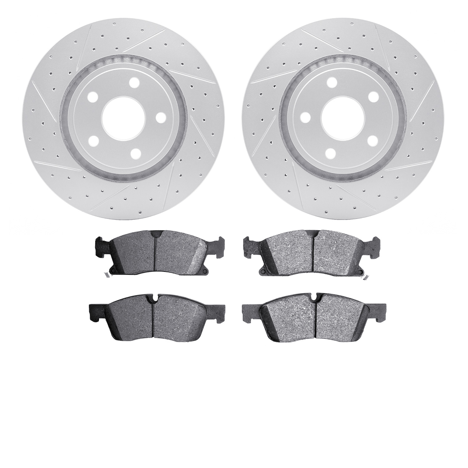2402-42009 Geoperformance Drilled/Slotted Brake Rotors with Ultimate-Duty Brake Pads Kit, Fits Select Mopar, Position: Front