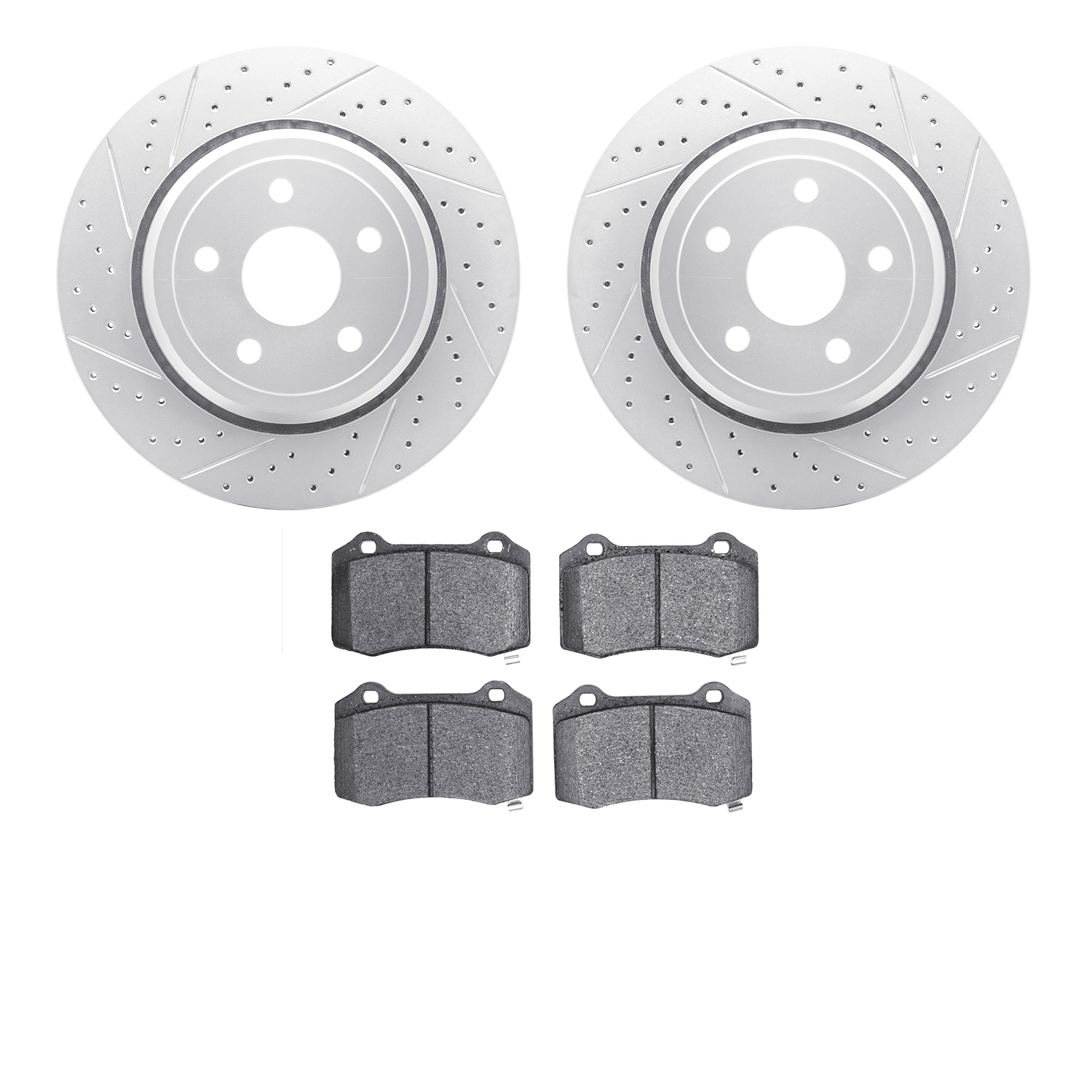 2402-42010 Geoperformance Drilled/Slotted Brake Rotors with Ultimate-Duty Brake Pads Kit, Fits Select Mopar, Position: Rear