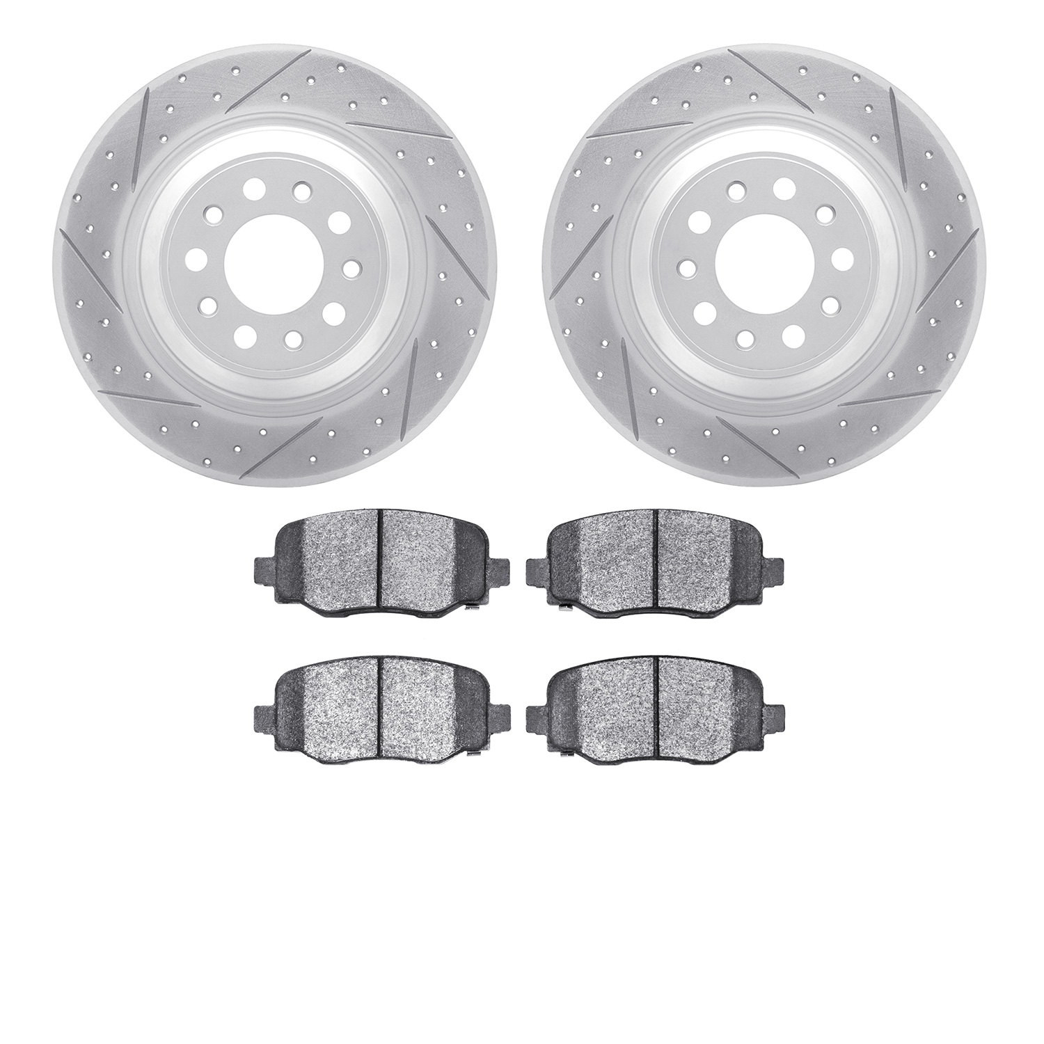 2402-42011 Geoperformance Drilled/Slotted Brake Rotors with Ultimate-Duty Brake Pads Kit, Fits Select Mopar, Position: Rear