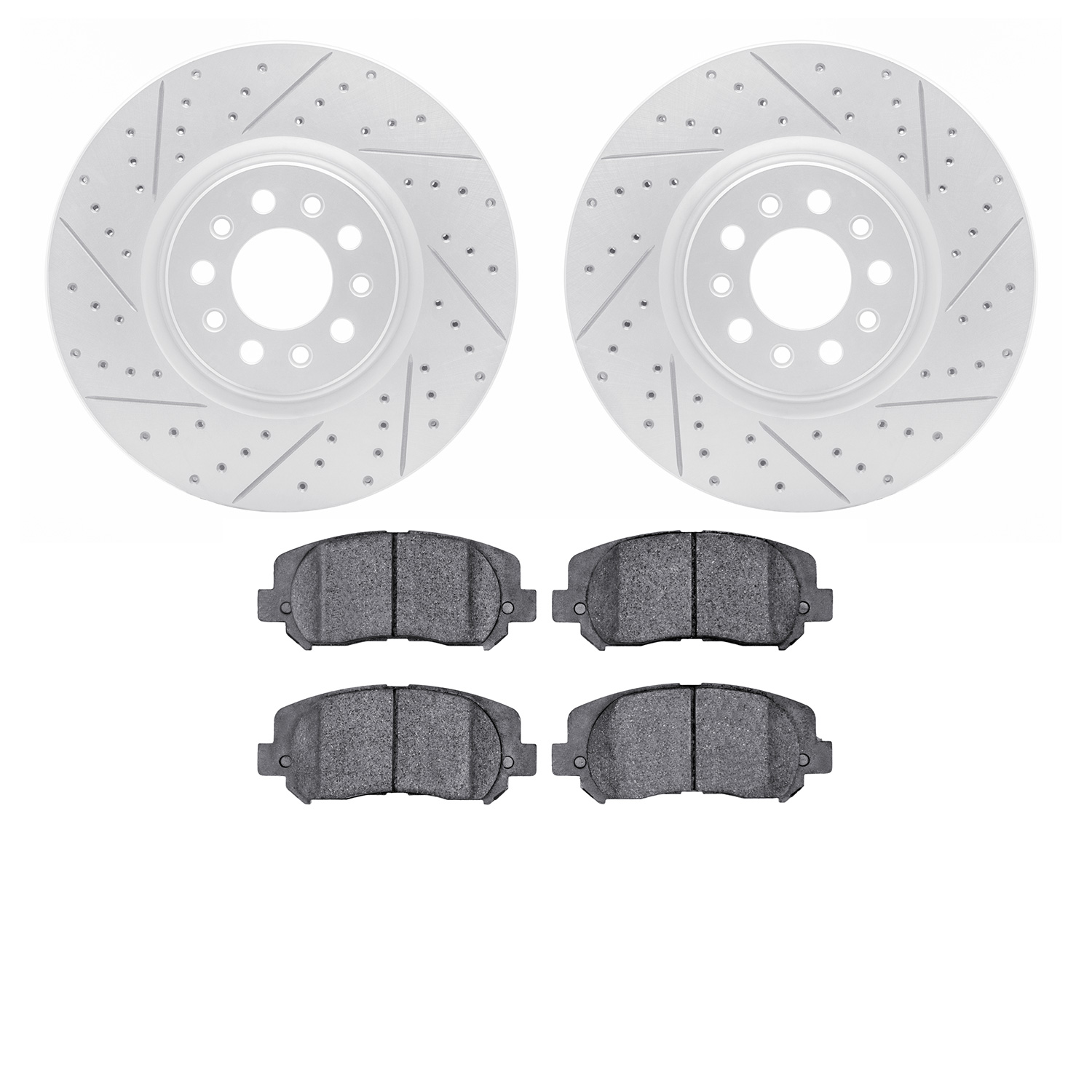 2402-42014 Geoperformance Drilled/Slotted Brake Rotors with Ultimate-Duty Brake Pads Kit, Fits Select Mopar, Position: Front