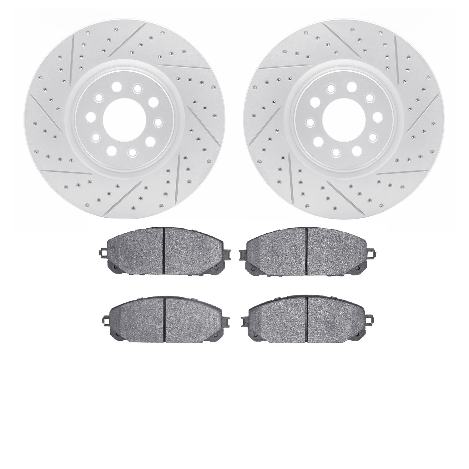 2402-42015 Geoperformance Drilled/Slotted Brake Rotors with Ultimate-Duty Brake Pads Kit, Fits Select Mopar, Position: Front