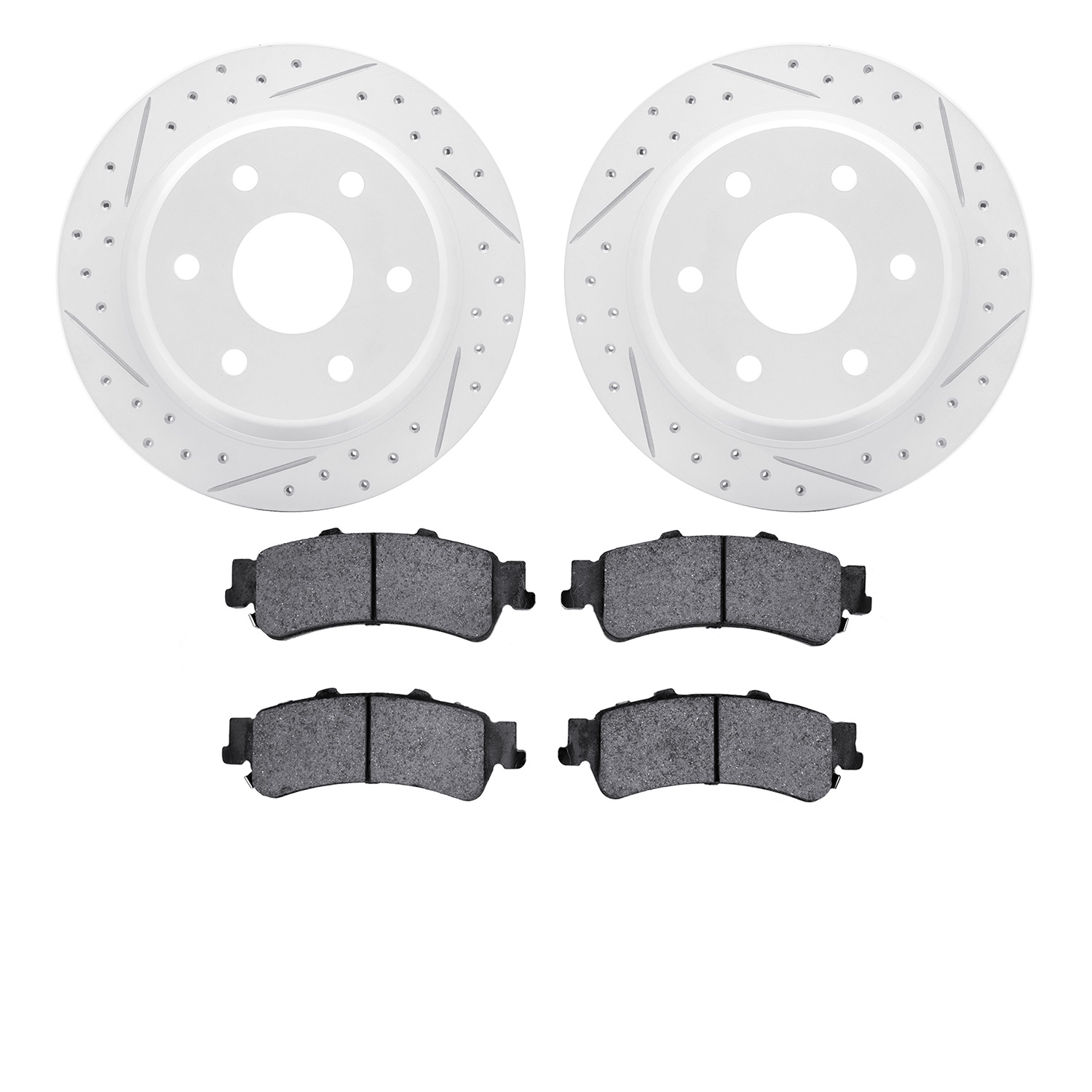 2402-48013 Geoperformance Drilled/Slotted Brake Rotors with Ultimate-Duty Brake Pads Kit, 1999-2007 GM, Position: Rear