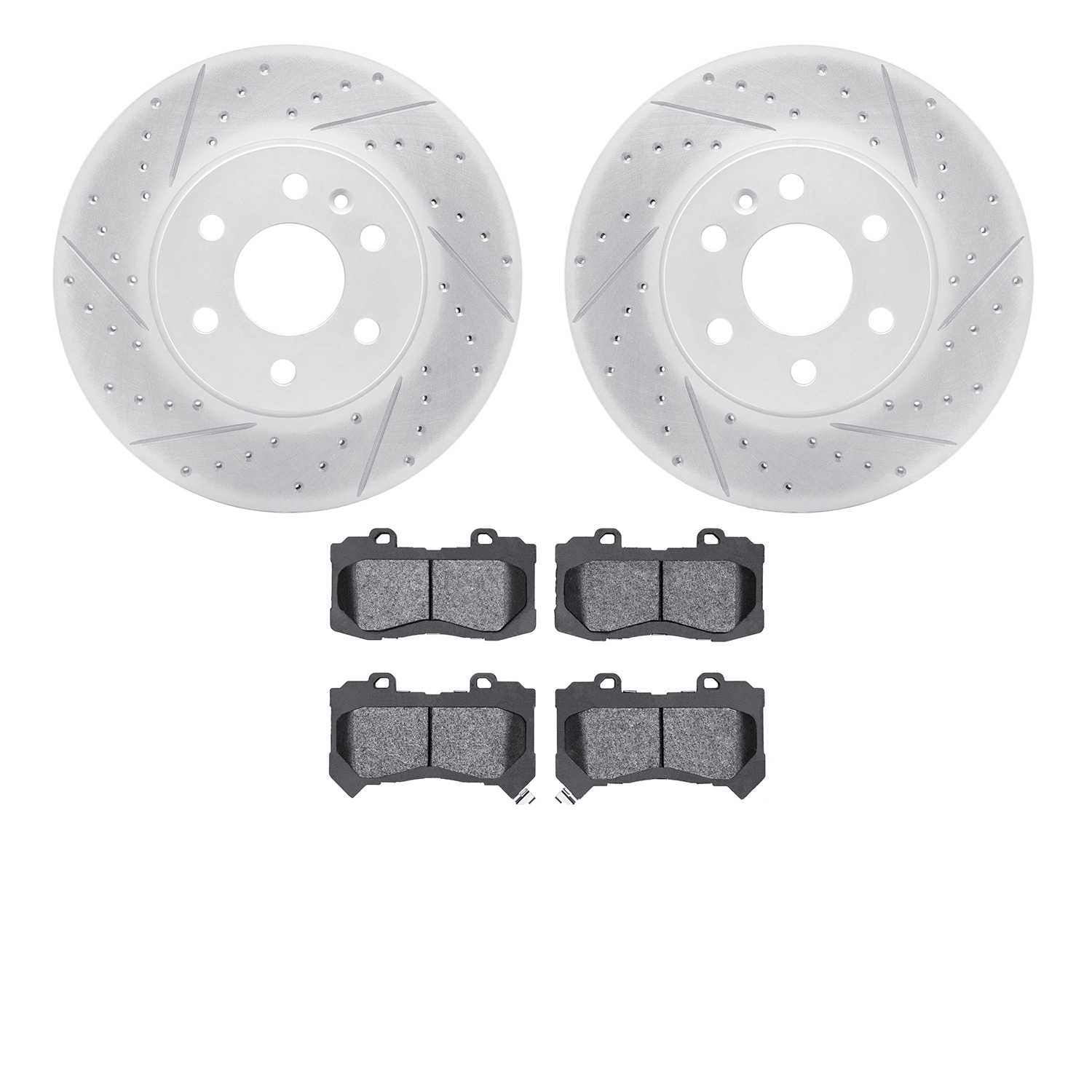 2402-48033 Geoperformance Drilled/Slotted Brake Rotors with Ultimate-Duty Brake Pads Kit, 2015-2020 GM, Position: Front