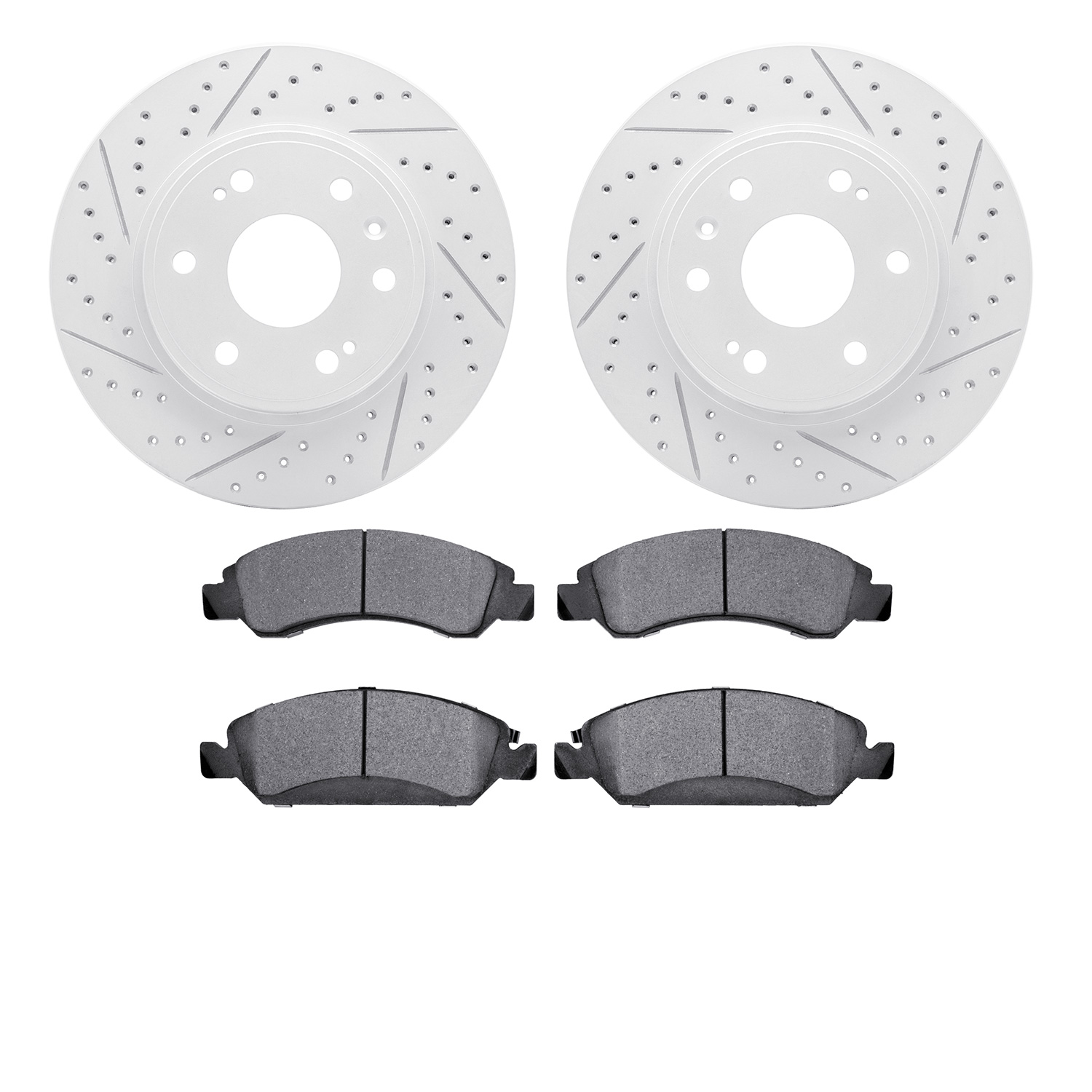 2402-48036 Geoperformance Drilled/Slotted Brake Rotors with Ultimate-Duty Brake Pads Kit, 2009-2020 GM, Position: Front