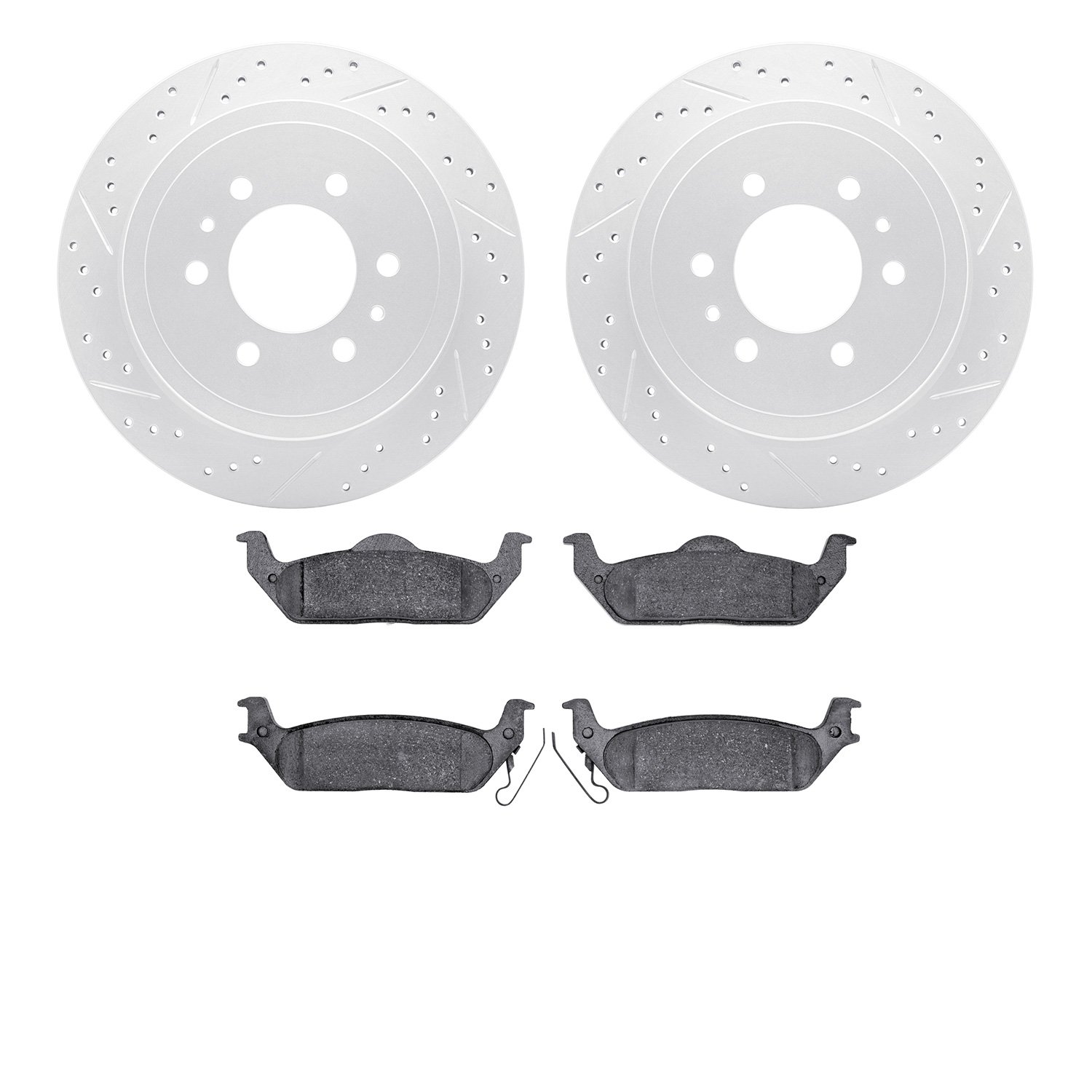 2402-54048 Geoperformance Drilled/Slotted Brake Rotors with Ultimate-Duty Brake Pads Kit, 2004-2011 Ford/Lincoln/Mercury/Mazda,