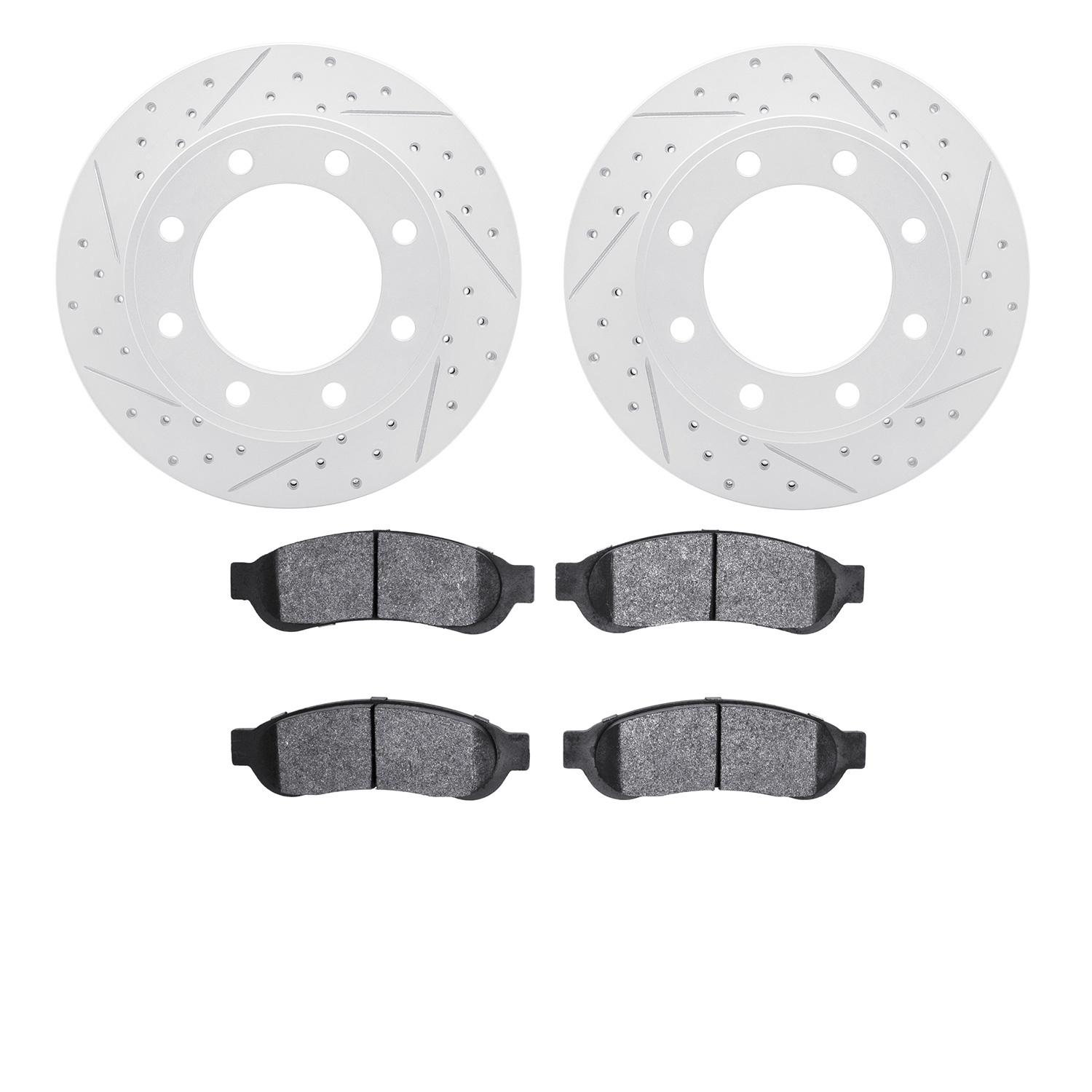 2402-54055 Geoperformance Drilled/Slotted Brake Rotors with Ultimate-Duty Brake Pads Kit, 2006-2010 Ford/Lincoln/Mercury/Mazda,