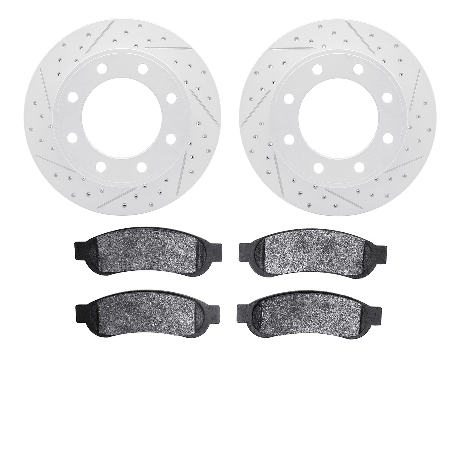 2402-54057 Geoperformance Drilled/Slotted Brake Rotors with Ultimate-Duty Brake Pads Kit, 2010-2012 Ford/Lincoln/Mercury/Mazda,