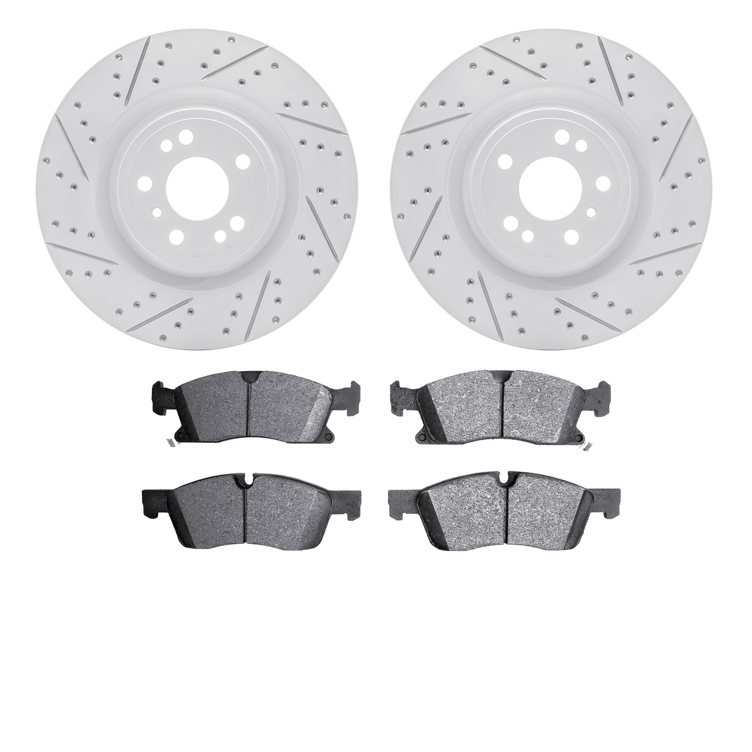 2402-63002 Geoperformance Drilled/Slotted Brake Rotors with Ultimate-Duty Brake Pads Kit, 2013-2019 Mercedes-Benz, Position: Fro