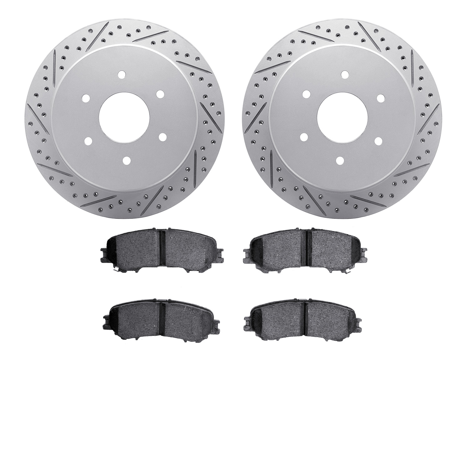 2402-67010 Geoperformance Drilled/Slotted Brake Rotors with Ultimate-Duty Brake Pads Kit, Fits Select Infiniti/Nissan, Position: