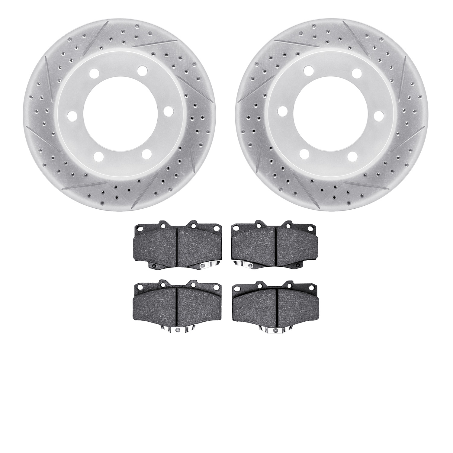 2402-76005 Geoperformance Drilled/Slotted Brake Rotors with Ultimate-Duty Brake Pads Kit, 1995-2004 Lexus/Toyota/Scion, Position