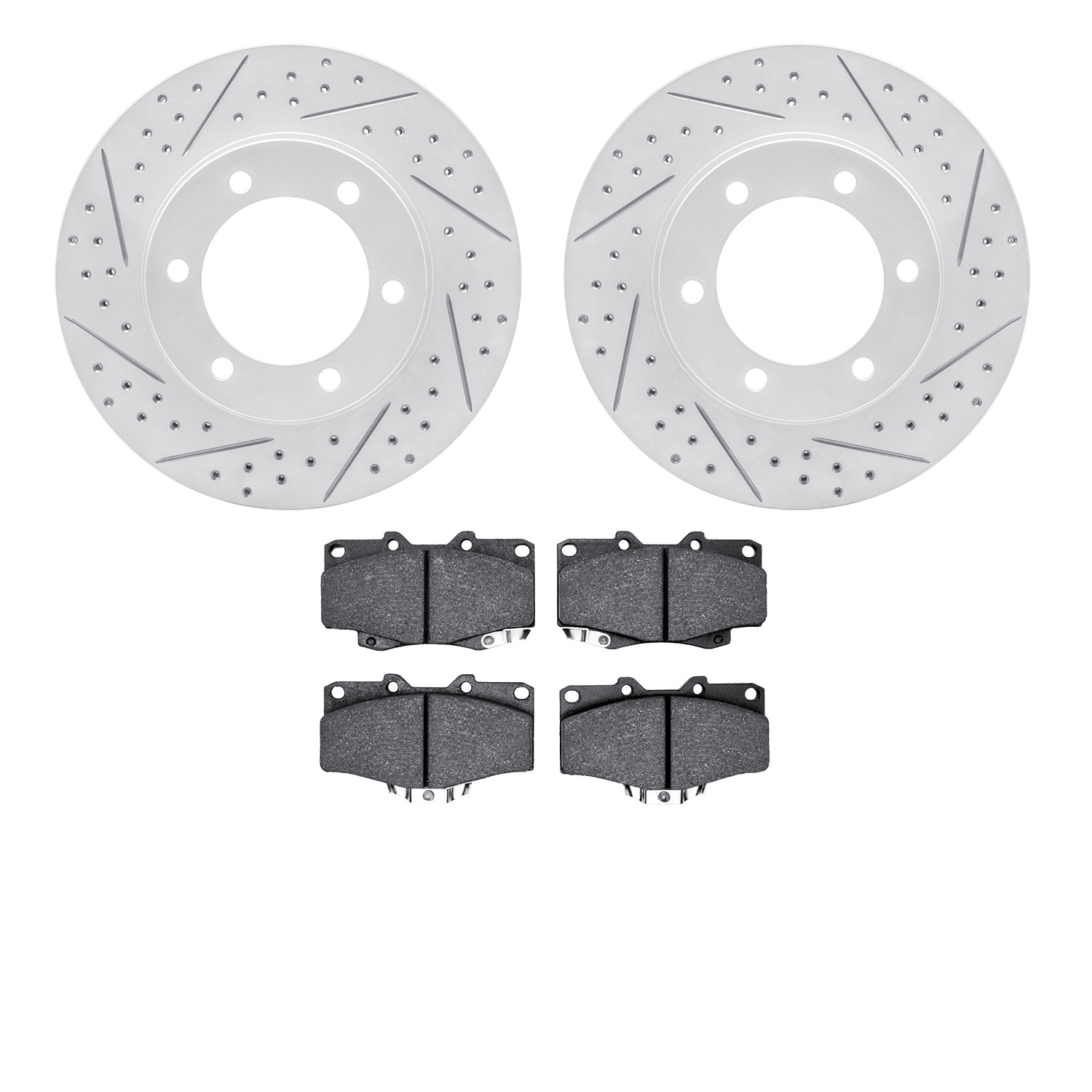 2402-76006 Geoperformance Drilled/Slotted Brake Rotors with Ultimate-Duty Brake Pads Kit, 1995-2004 Lexus/Toyota/Scion, Position