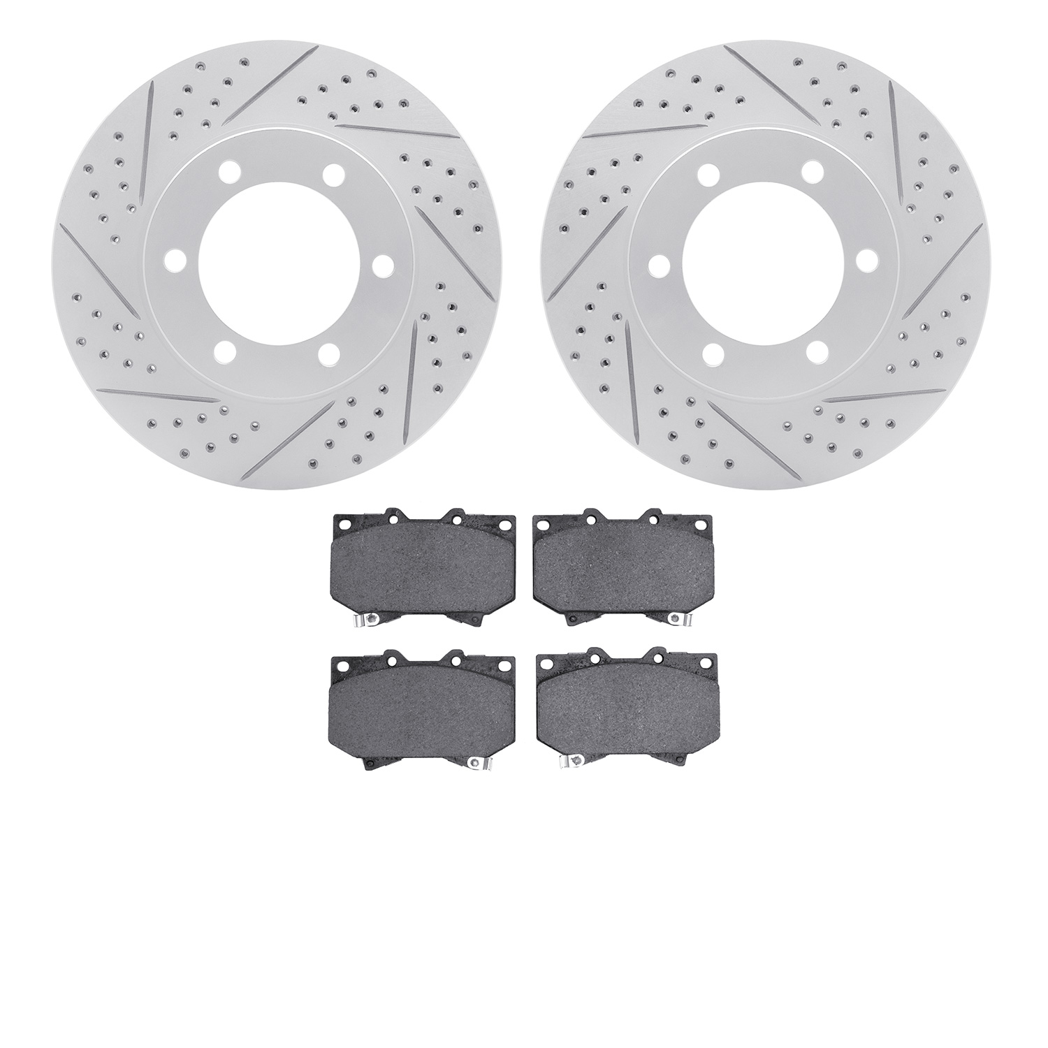 2402-76007 Geoperformance Drilled/Slotted Brake Rotors with Ultimate-Duty Brake Pads Kit, 2000-2002 Lexus/Toyota/Scion, Position