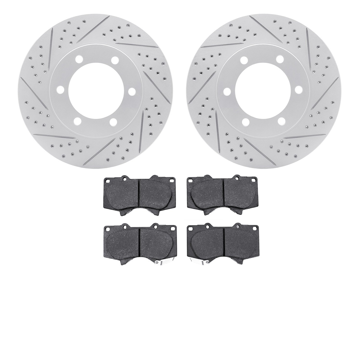 2402-76008 Geoperformance Drilled/Slotted Brake Rotors with Ultimate-Duty Brake Pads Kit, 2000-2007 Lexus/Toyota/Scion, Position
