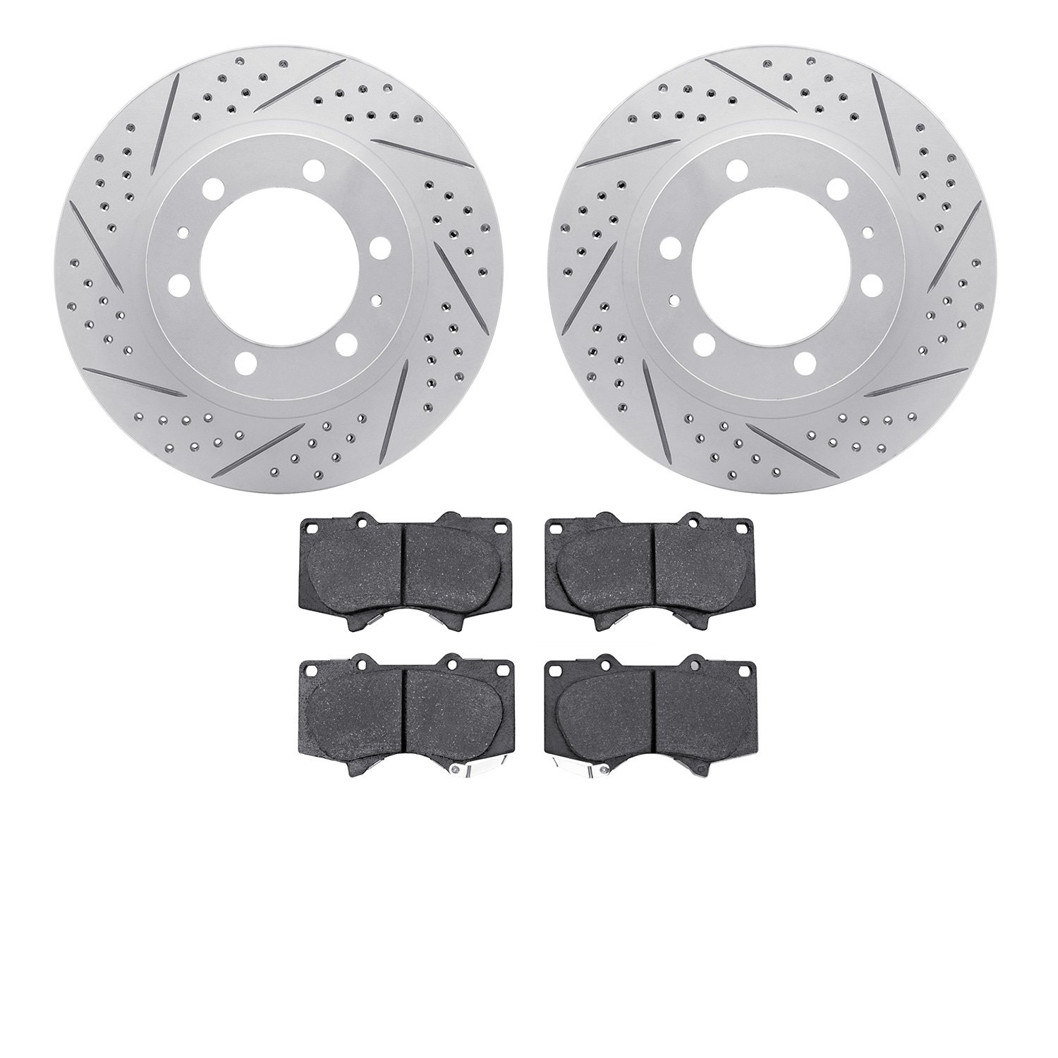 2402-76011 Geoperformance Drilled/Slotted Brake Rotors with Ultimate-Duty Brake Pads Kit, Fits Select Lexus/Toyota/Scion, Positi