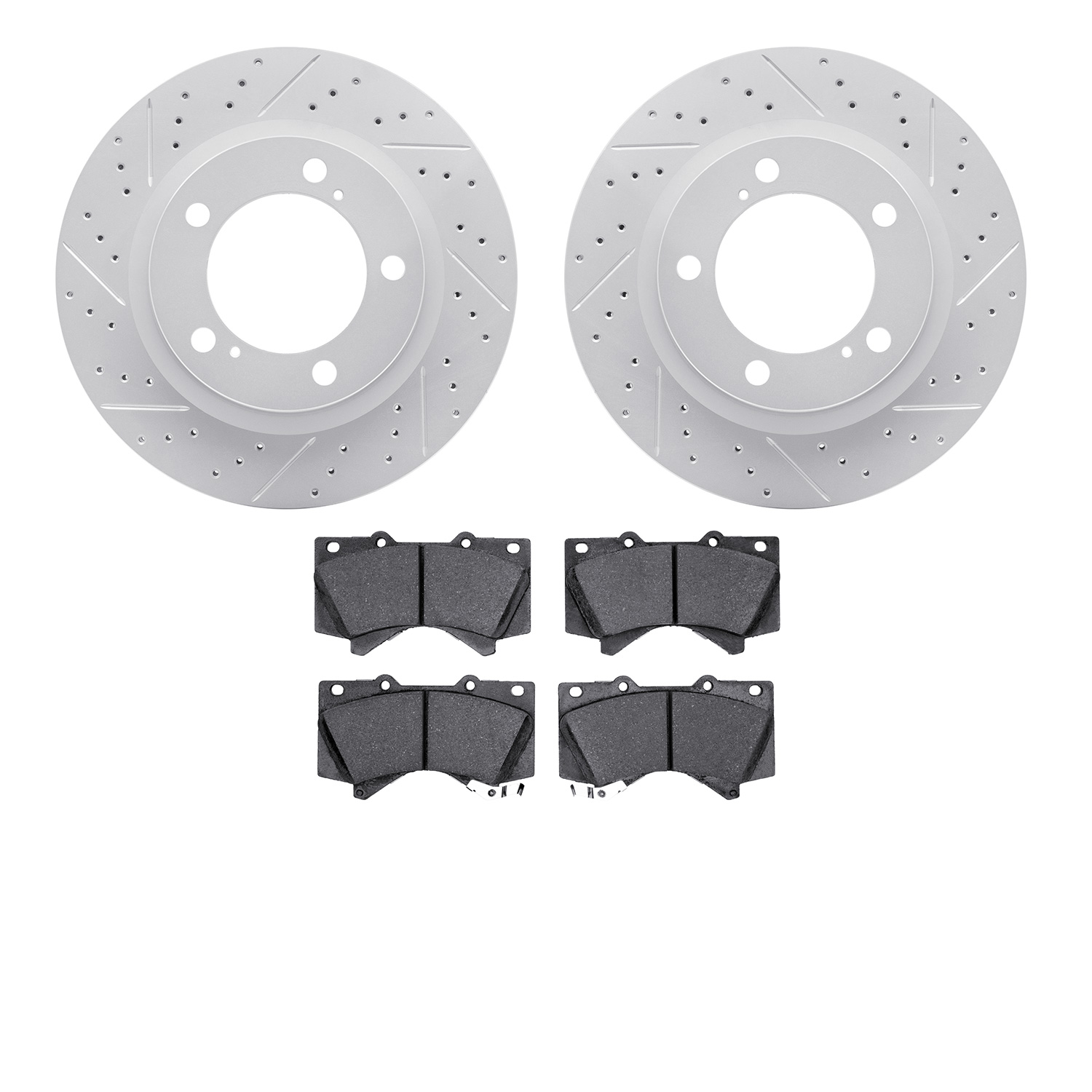 2402-76015 Geoperformance Drilled/Slotted Brake Rotors with Ultimate-Duty Brake Pads Kit, 2008-2021 Lexus/Toyota/Scion, Position