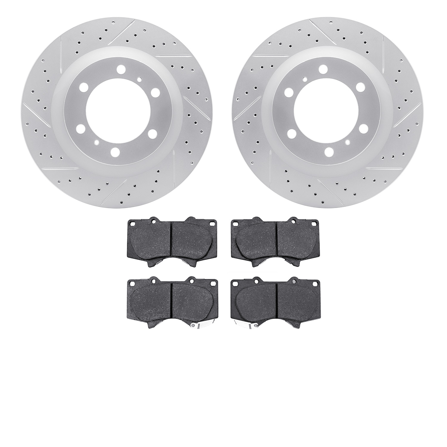 2402-76016 Geoperformance Drilled/Slotted Brake Rotors with Ultimate-Duty Brake Pads Kit, Fits Select Lexus/Toyota/Scion, Positi