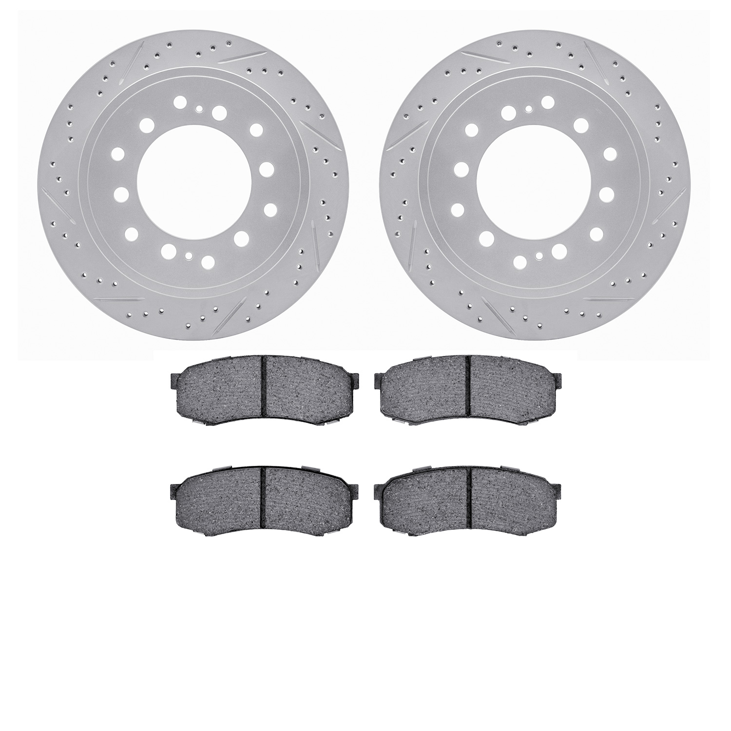 2402-76017 Geoperformance Drilled/Slotted Brake Rotors with Ultimate-Duty Brake Pads Kit, Fits Select Lexus/Toyota/Scion, Positi