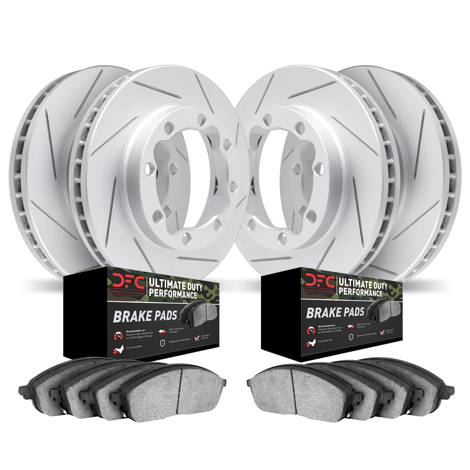 2404-40000 Geoperformance Slotted Brake Rotors with Ultimate-Duty Brake Pads Kit, 2000-2002 Mopar, Position: Front and Rear