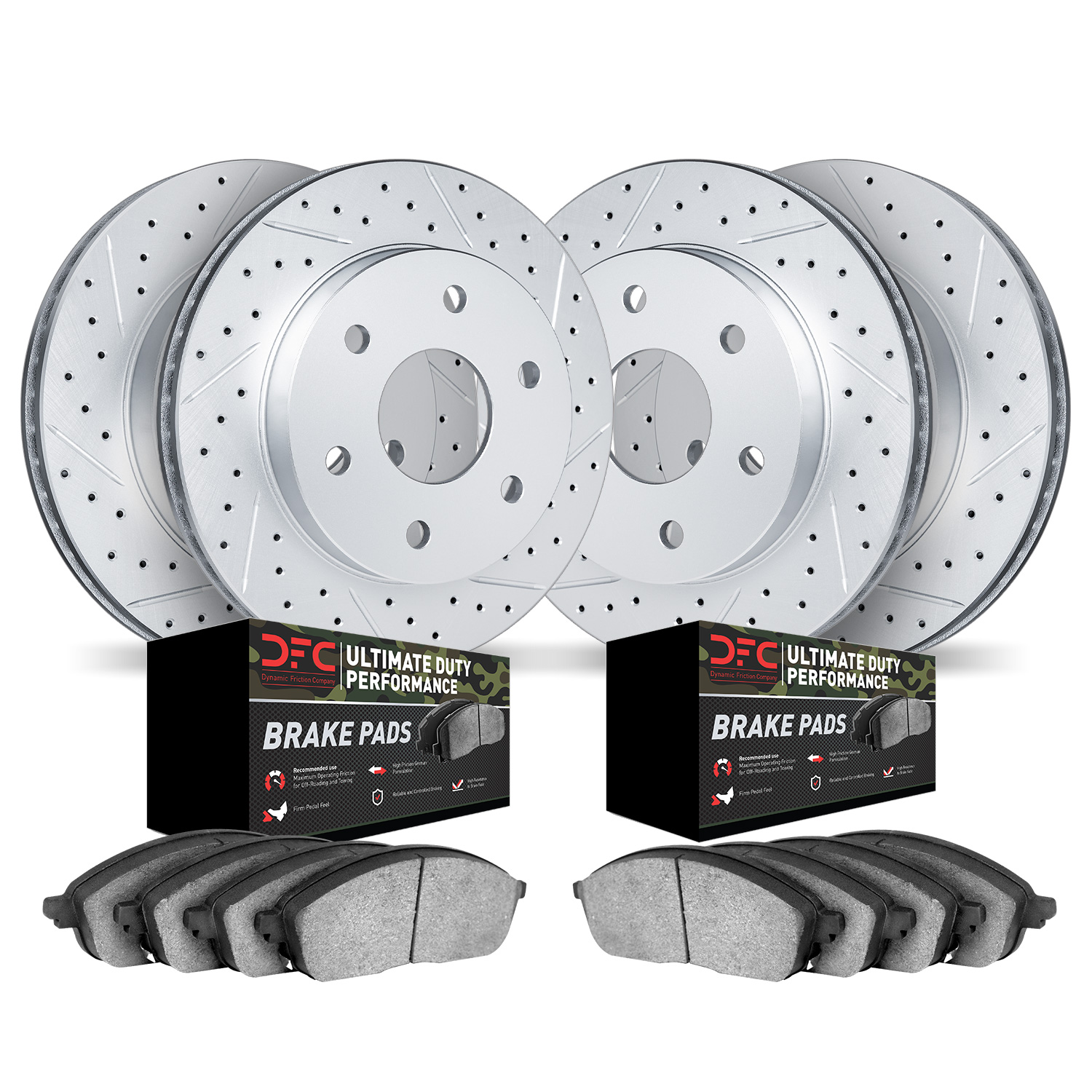 2404-40004 Geoperformance Drilled/Slotted Brake Rotors with Ultimate-Duty Brake Pads Kit, 2003-2003 Mopar, Position: Front and R