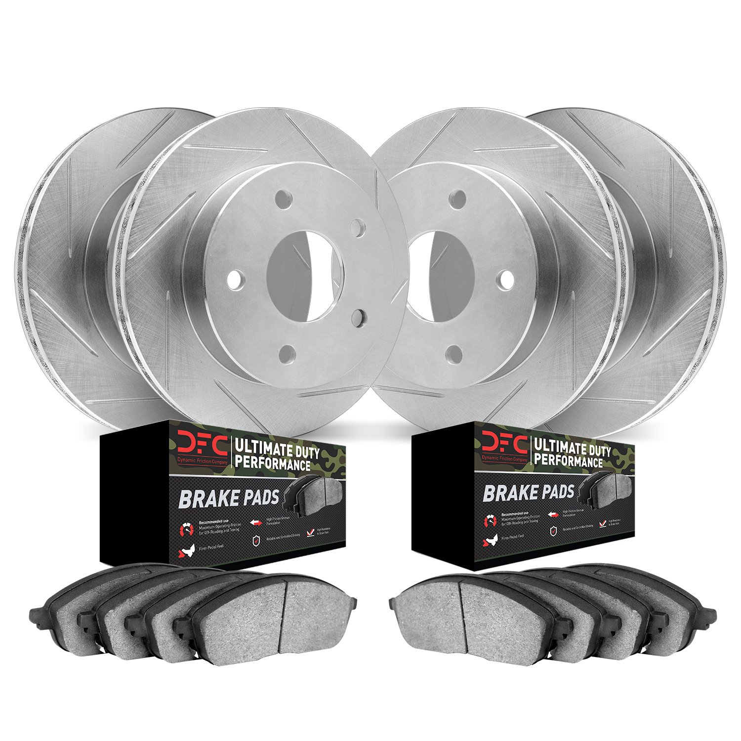 2404-48000 Geoperformance Slotted Brake Rotors with Ultimate-Duty Brake Pads Kit, 1997-2005 GM, Position: Front and Rear